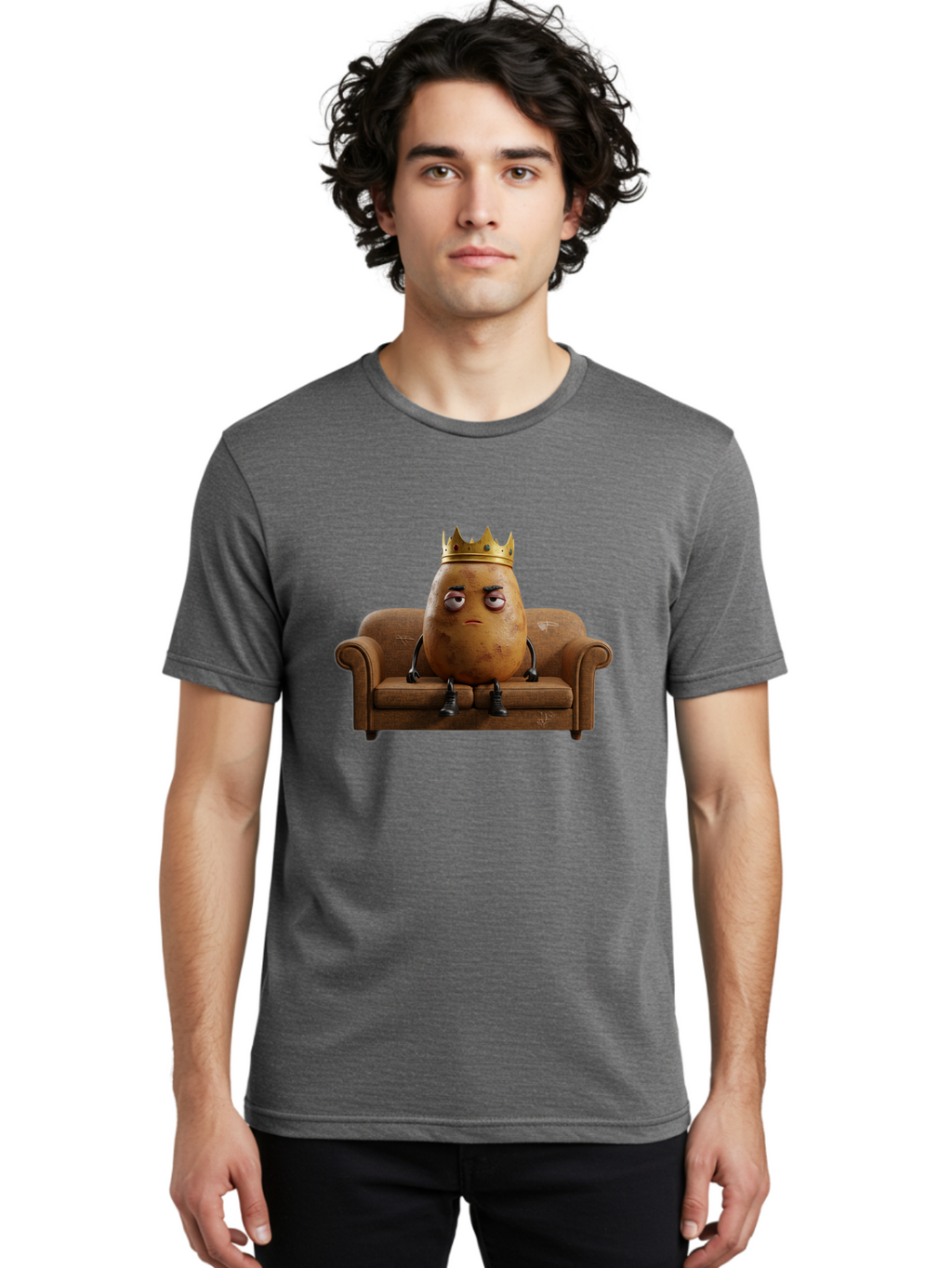 Sad-Potato-King-1 Men'S Graphic Tee, 100% Cotton, Comfortable Casual Summer Wear, Machine Washable, Vintage Camera, Old Camera, Antique Camera, Black Camera, Classic Photography, Photography Equipment, Nostalgic Device, Film Camera, Camera Art Bai338