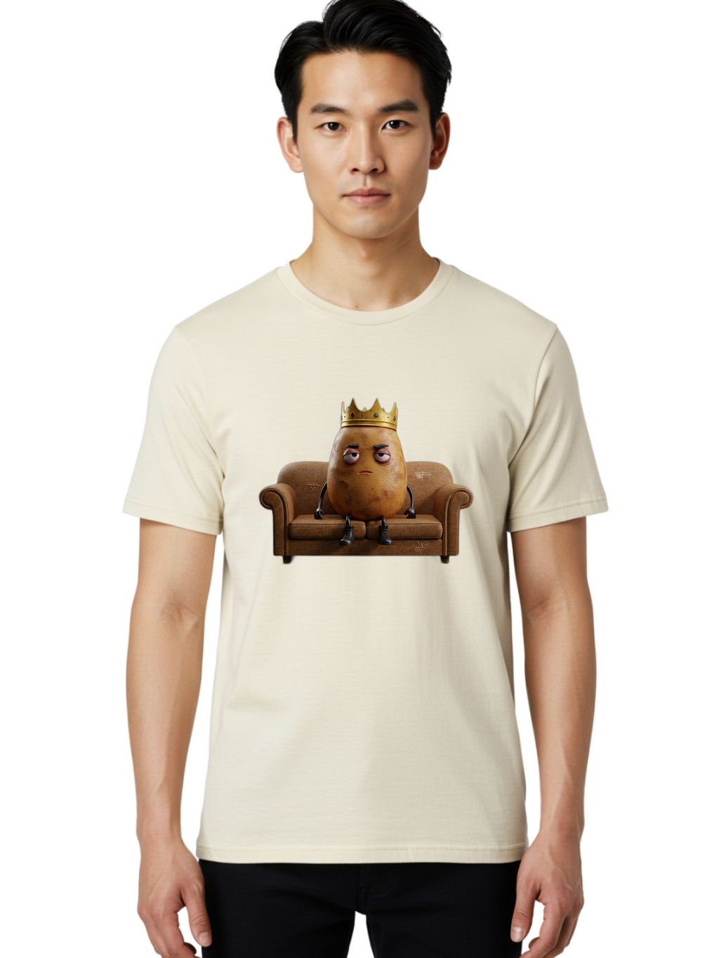 Sad-Potato-King-1 Men'S Graphic Tee, 100% Cotton, Comfortable Casual Summer Wear, Machine Washable, Vintage Camera, Old Camera, Antique Camera, Black Camera, Classic Photography, Photography Equipment, Nostalgic Device, Film Camera, Camera Art Bai338