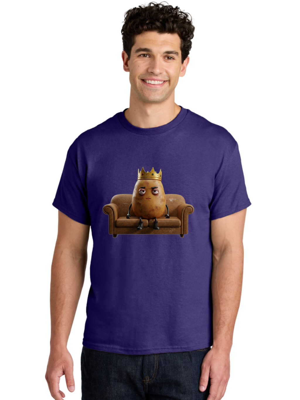 Sad-Potato-King-1 Men'S Graphic Tee, 100% Cotton, Comfortable Casual Summer Wear, Machine Washable, Vintage Camera, Old Camera, Antique Camera, Black Camera, Classic Photography, Photography Equipment, Nostalgic Device, Film Camera, Camera Art Bai338