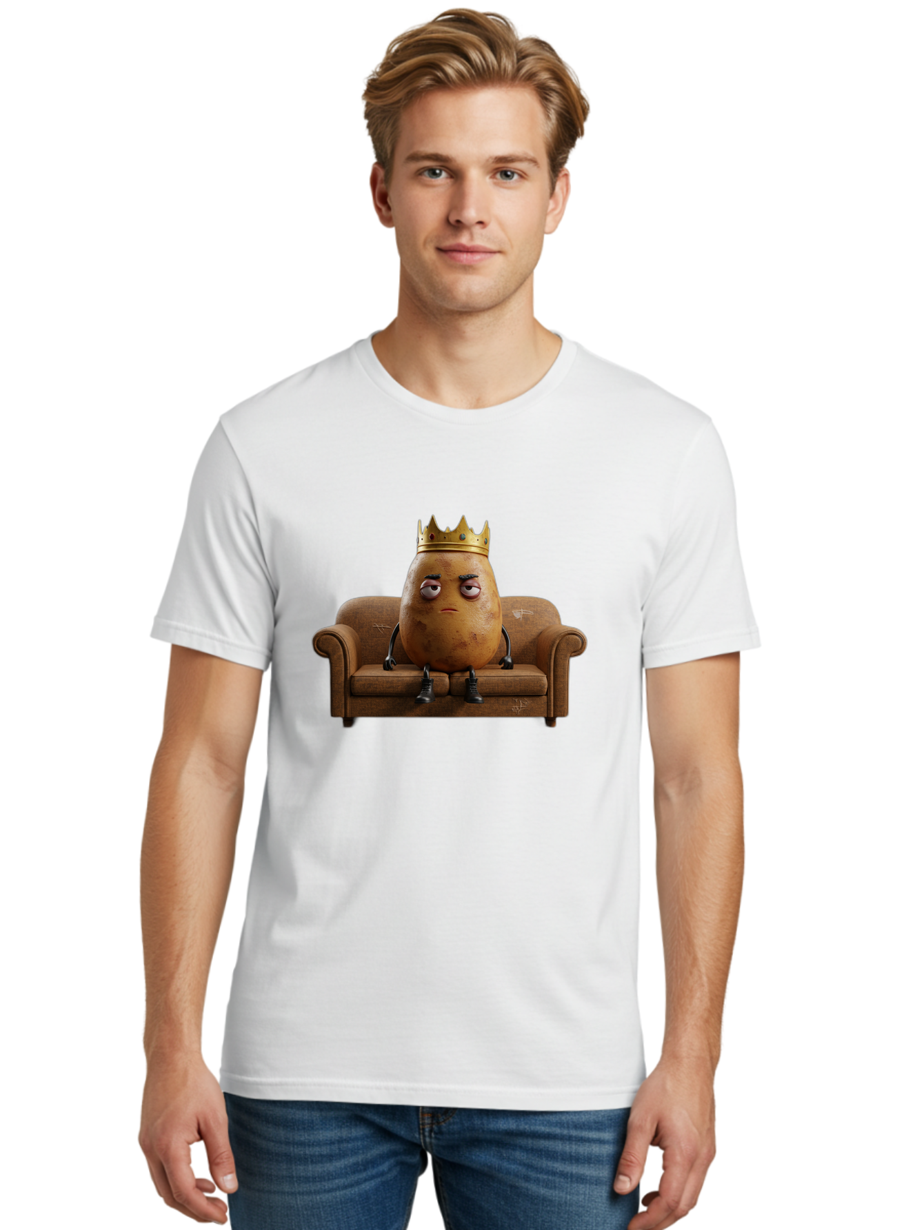 Sad-Potato-King-1 Men'S Graphic Tee, 100% Cotton, Comfortable Casual Summer Wear, Machine Washable, Vintage Camera, Old Camera, Antique Camera, Black Camera, Classic Photography, Photography Equipment, Nostalgic Device, Film Camera, Camera Art Bai338