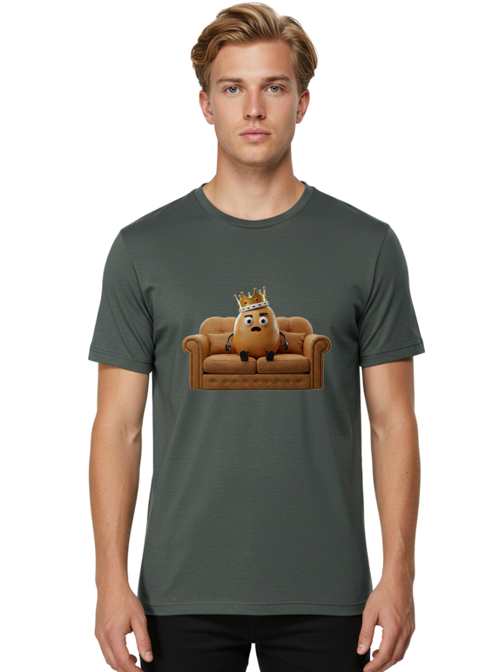 Sad-Potato-King-2 Men'S Graphic Tee, 100% Cotton, Comfortable Casual Summer Wear, Machine Washable, Vintage Camera, Old Camera, Antique Camera, Black Camera, Classic Photography, Photography Equipment, Nostalgic Device, Film Camera, Camera Art Bai339