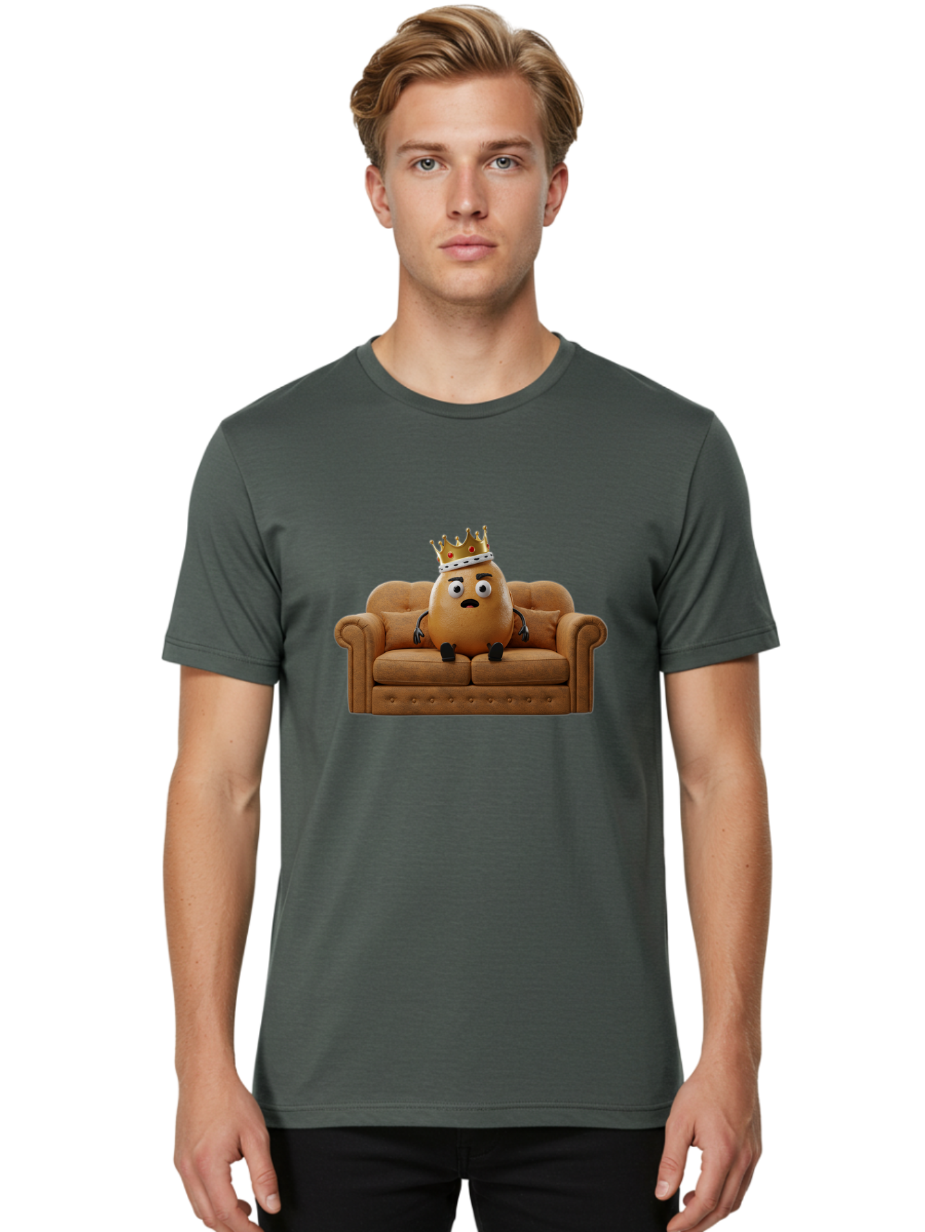 Sad-Potato-King-2 Men'S Graphic Tee, 100% Cotton, Comfortable Casual Summer Wear, Machine Washable, Vintage Camera, Old Camera, Antique Camera, Black Camera, Classic Photography, Photography Equipment, Nostalgic Device, Film Camera, Camera Art Bai339