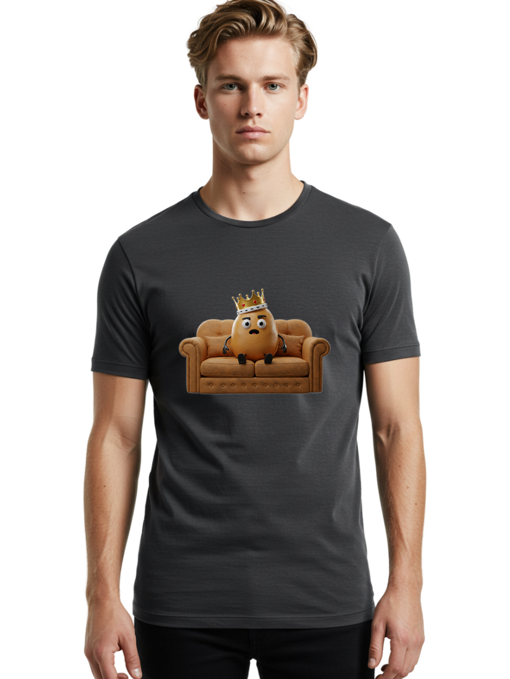 Sad-Potato-King-2 Men'S Graphic Tee, 100% Cotton, Comfortable Casual Summer Wear, Machine Washable, Vintage Camera, Old Camera, Antique Camera, Black Camera, Classic Photography, Photography Equipment, Nostalgic Device, Film Camera, Camera Art Bai339