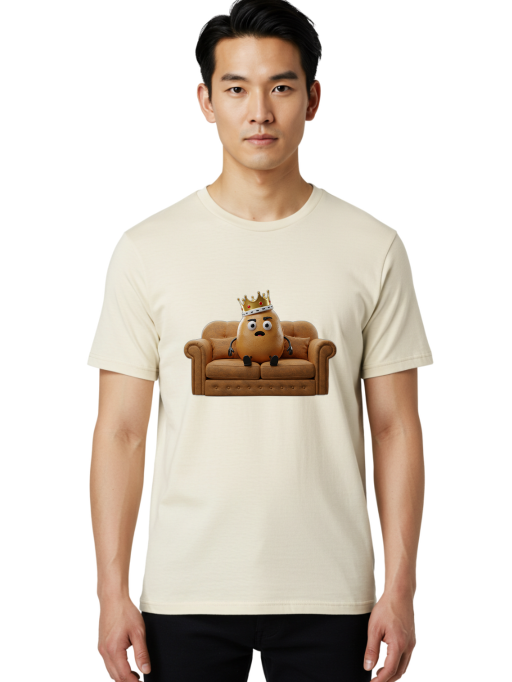 Sad-Potato-King-2 Men'S Graphic Tee, 100% Cotton, Comfortable Casual Summer Wear, Machine Washable, Vintage Camera, Old Camera, Antique Camera, Black Camera, Classic Photography, Photography Equipment, Nostalgic Device, Film Camera, Camera Art Bai339