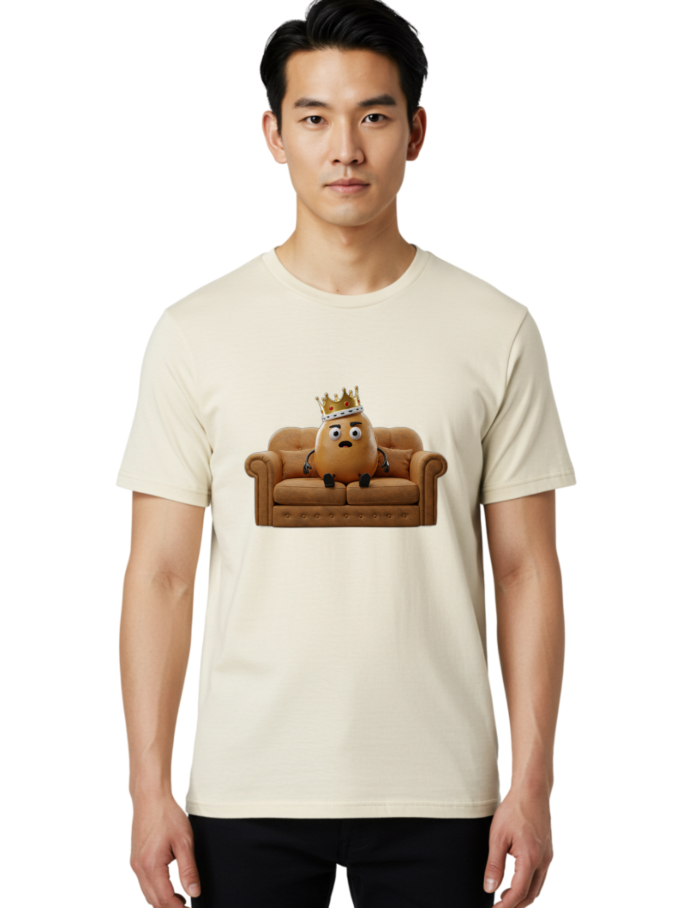 Sad-Potato-King-2 Men'S Graphic Tee, 100% Cotton, Comfortable Casual Summer Wear, Machine Washable, Vintage Camera, Old Camera, Antique Camera, Black Camera, Classic Photography, Photography Equipment, Nostalgic Device, Film Camera, Camera Art Bai339