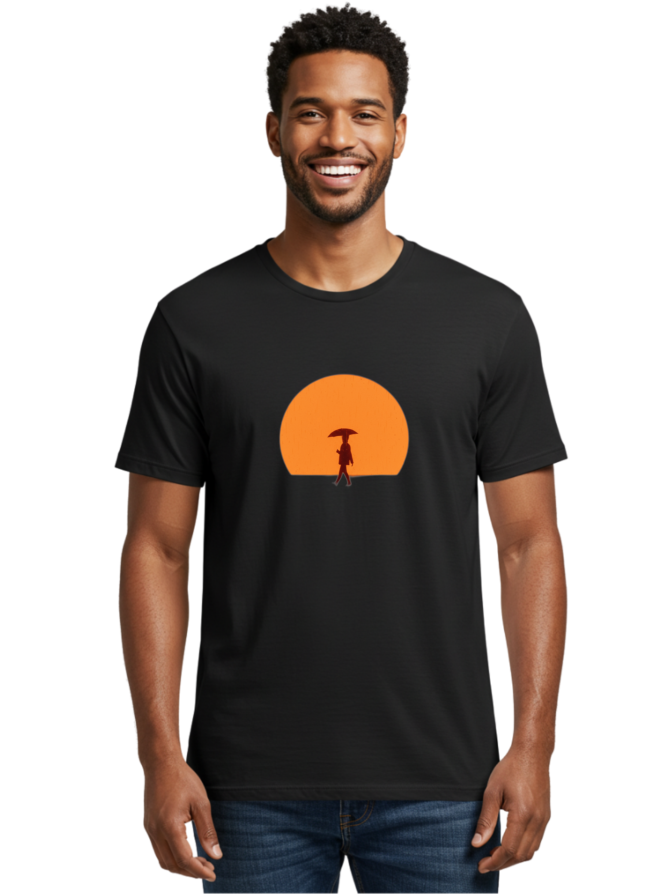 Silhouette-With-Umbrella Men'S Graphic Tee, 100% Cotton, Comfortable Casual Summer Wear, Machine Washable, Vintage Camera, Old Camera, Antique Camera, Black Camera, Classic Photography, Photography Equipment, Nostalgic Device, Film Camera, Bai359