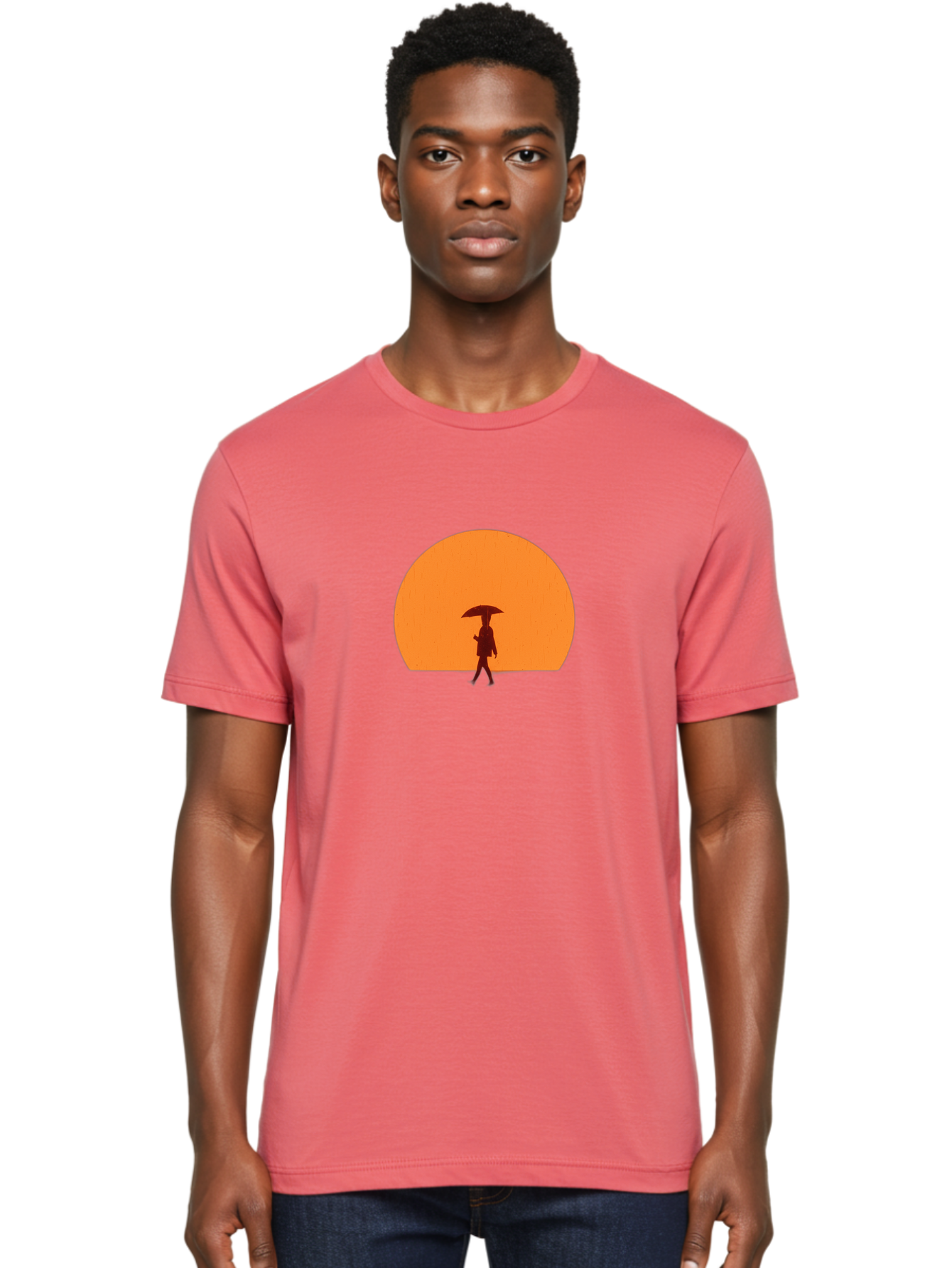 Silhouette-With-Umbrella Men'S Graphic Tee, 100% Cotton, Comfortable Casual Summer Wear, Machine Washable, Vintage Camera, Old Camera, Antique Camera, Black Camera, Classic Photography, Photography Equipment, Nostalgic Device, Film Camera, Bai359