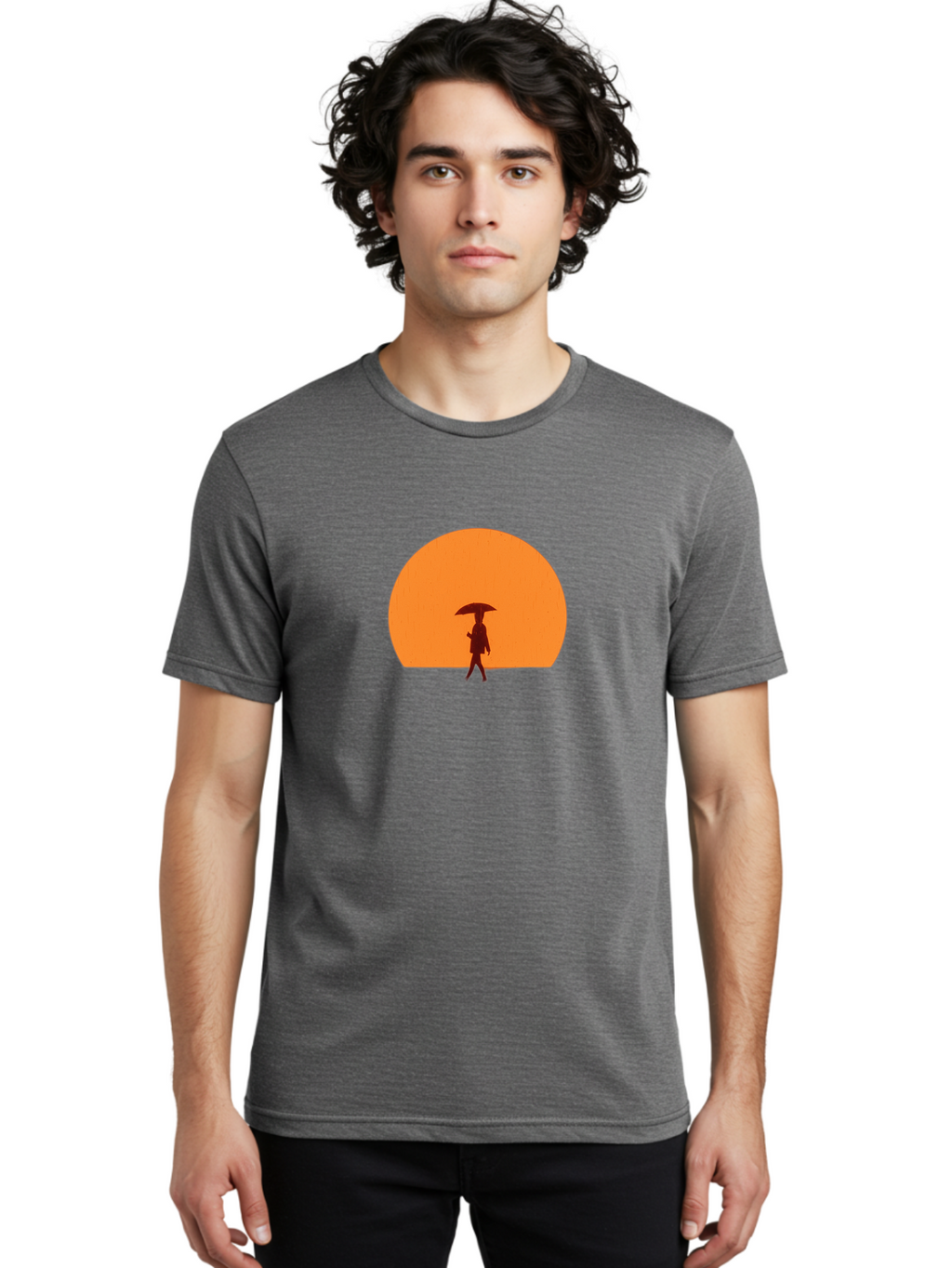 Silhouette-With-Umbrella Men'S Graphic Tee, 100% Cotton, Comfortable Casual Summer Wear, Machine Washable, Vintage Camera, Old Camera, Antique Camera, Black Camera, Classic Photography, Photography Equipment, Nostalgic Device, Film Camera, Bai359