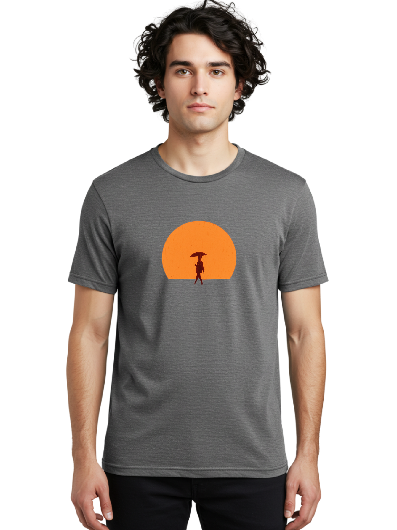 Silhouette-With-Umbrella Men'S Graphic Tee, 100% Cotton, Comfortable Casual Summer Wear, Machine Washable, Vintage Camera, Old Camera, Antique Camera, Black Camera, Classic Photography, Photography Equipment, Nostalgic Device, Film Camera, Bai359