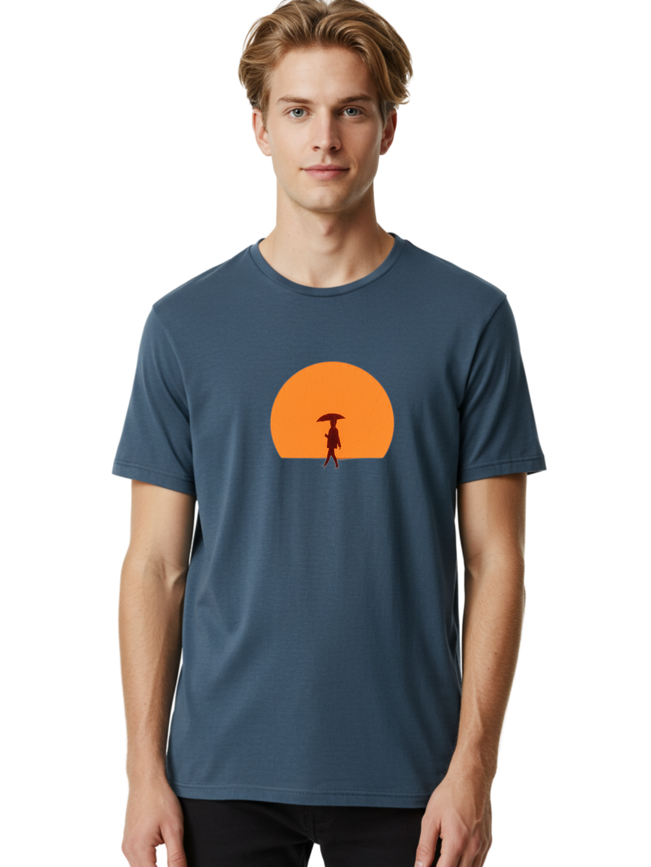 Silhouette-With-Umbrella Men'S Graphic Tee, 100% Cotton, Comfortable Casual Summer Wear, Machine Washable, Vintage Camera, Old Camera, Antique Camera, Black Camera, Classic Photography, Photography Equipment, Nostalgic Device, Film Camera, Bai359