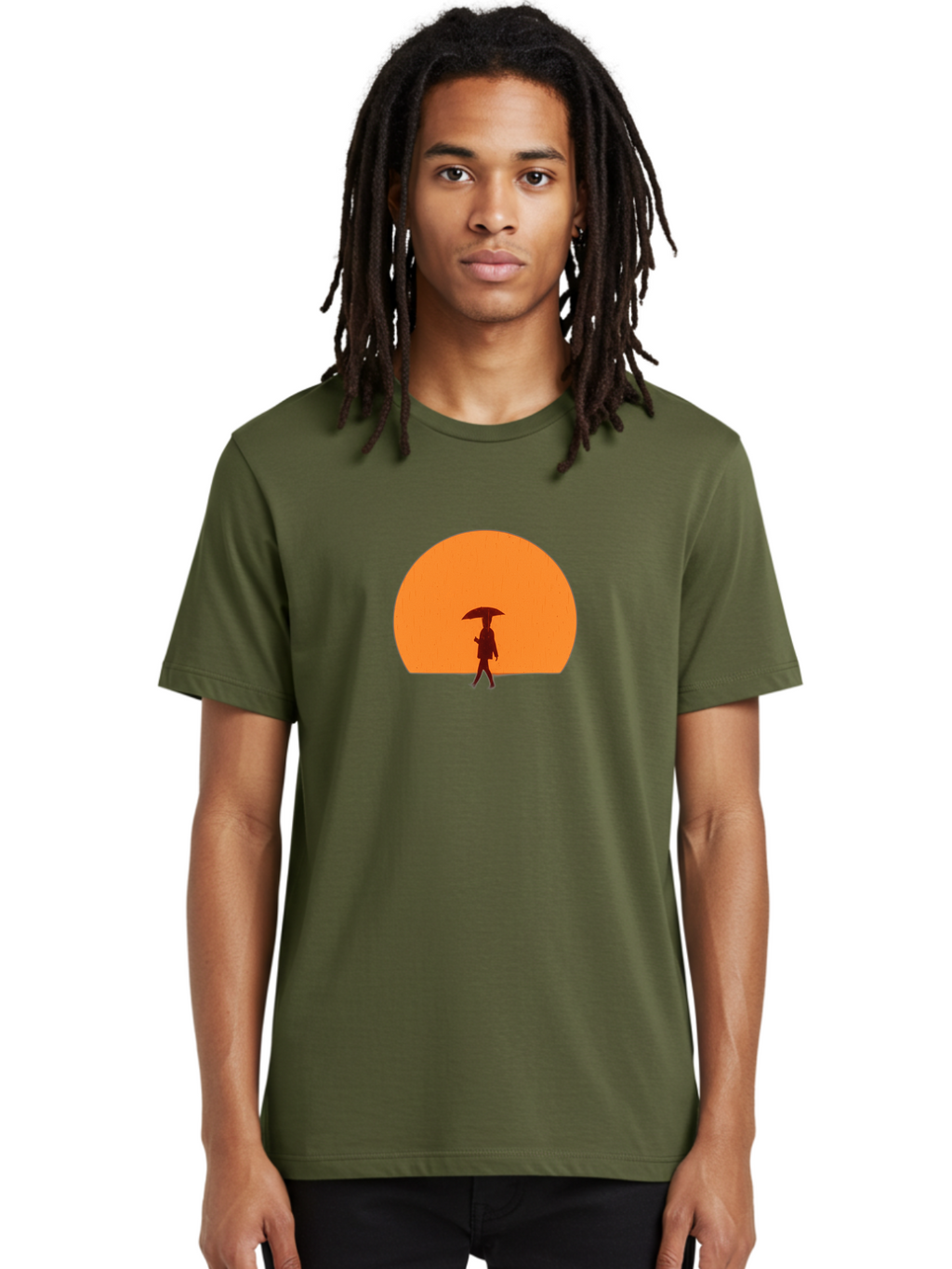 Silhouette-With-Umbrella Men'S Graphic Tee, 100% Cotton, Comfortable Casual Summer Wear, Machine Washable, Vintage Camera, Old Camera, Antique Camera, Black Camera, Classic Photography, Photography Equipment, Nostalgic Device, Film Camera, Bai359