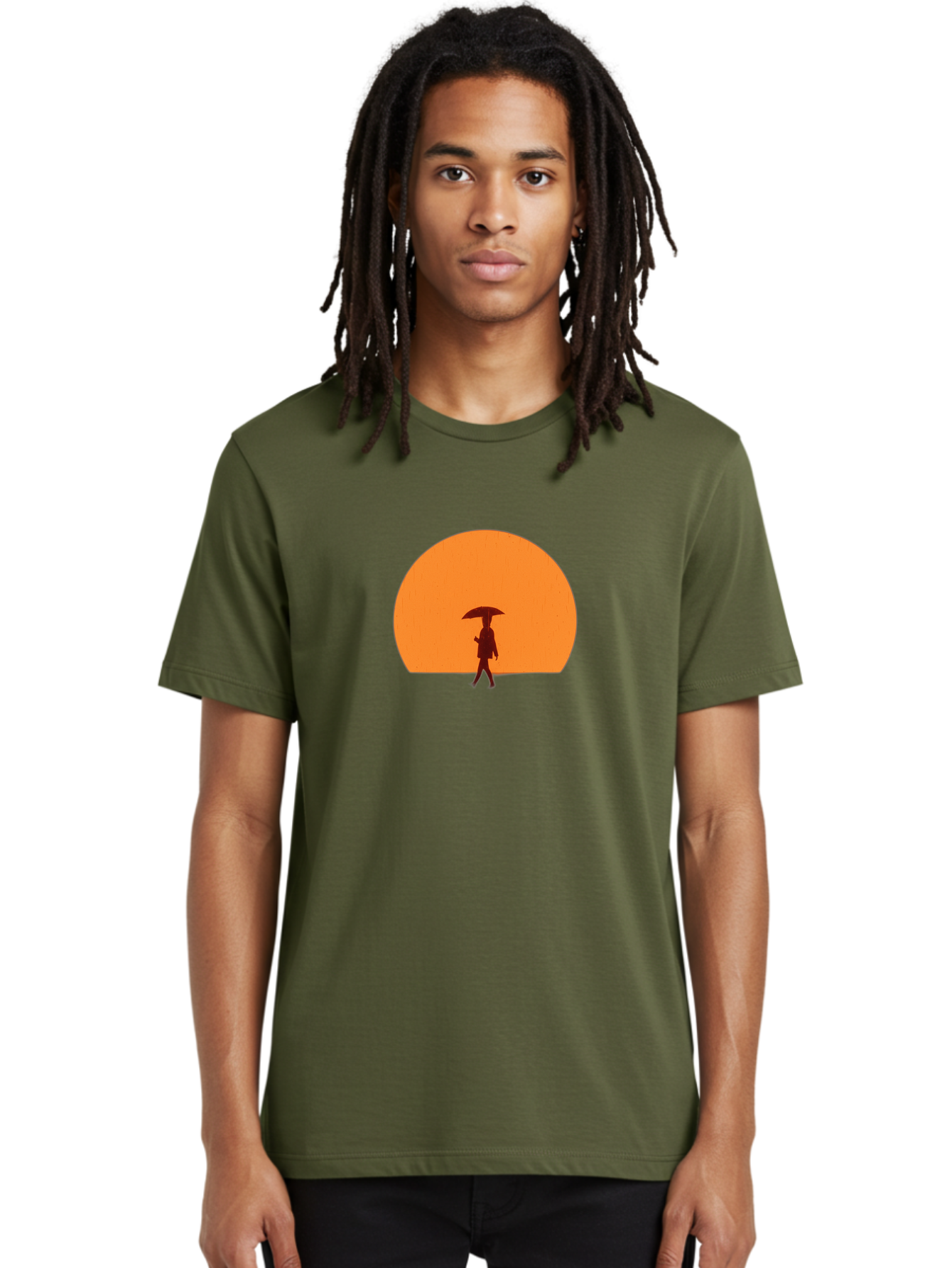 Silhouette-With-Umbrella Men'S Graphic Tee, 100% Cotton, Comfortable Casual Summer Wear, Machine Washable, Vintage Camera, Old Camera, Antique Camera, Black Camera, Classic Photography, Photography Equipment, Nostalgic Device, Film Camera, Bai359