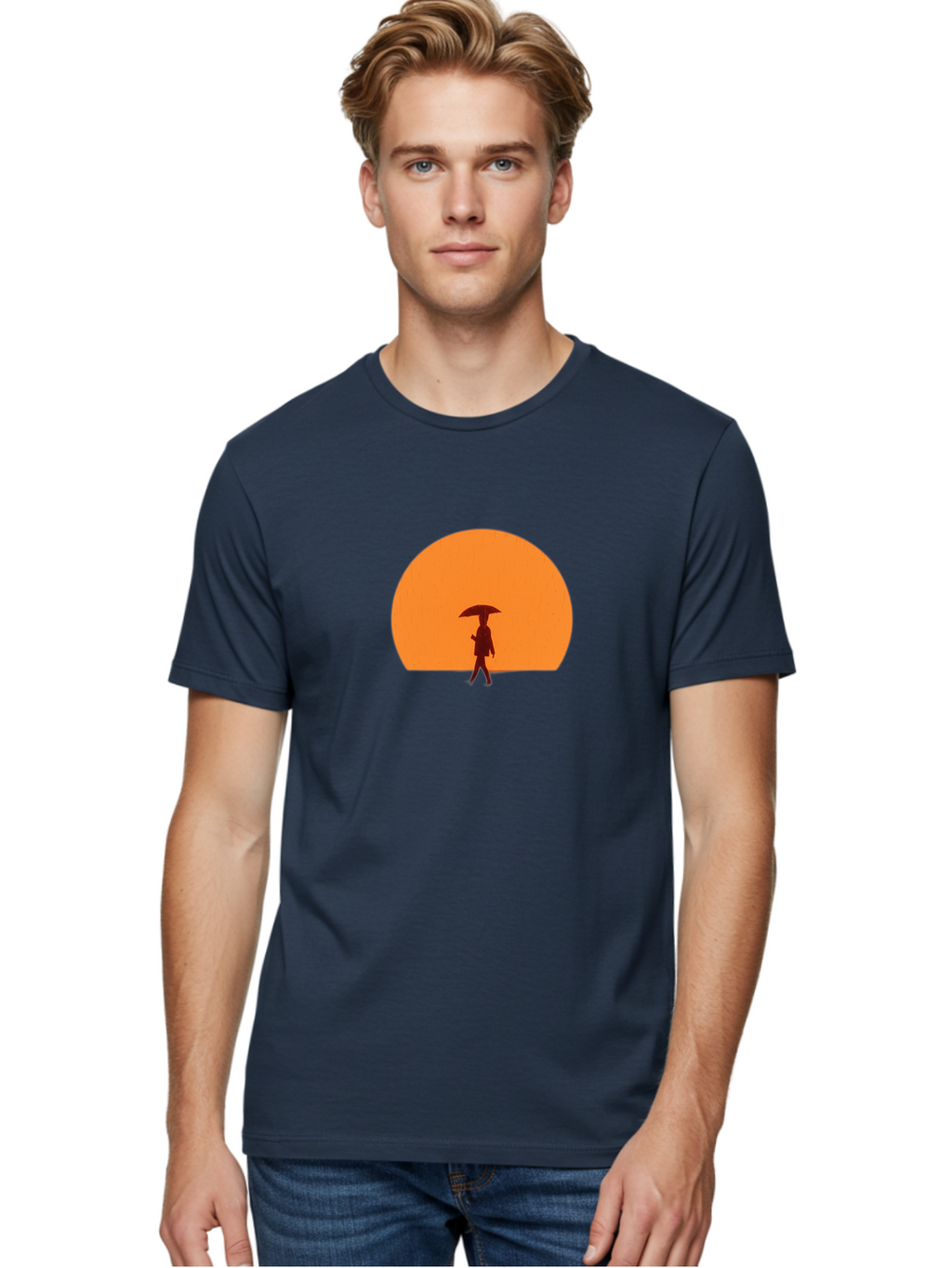 Silhouette-With-Umbrella Men'S Graphic Tee, 100% Cotton, Comfortable Casual Summer Wear, Machine Washable, Vintage Camera, Old Camera, Antique Camera, Black Camera, Classic Photography, Photography Equipment, Nostalgic Device, Film Camera, Bai359