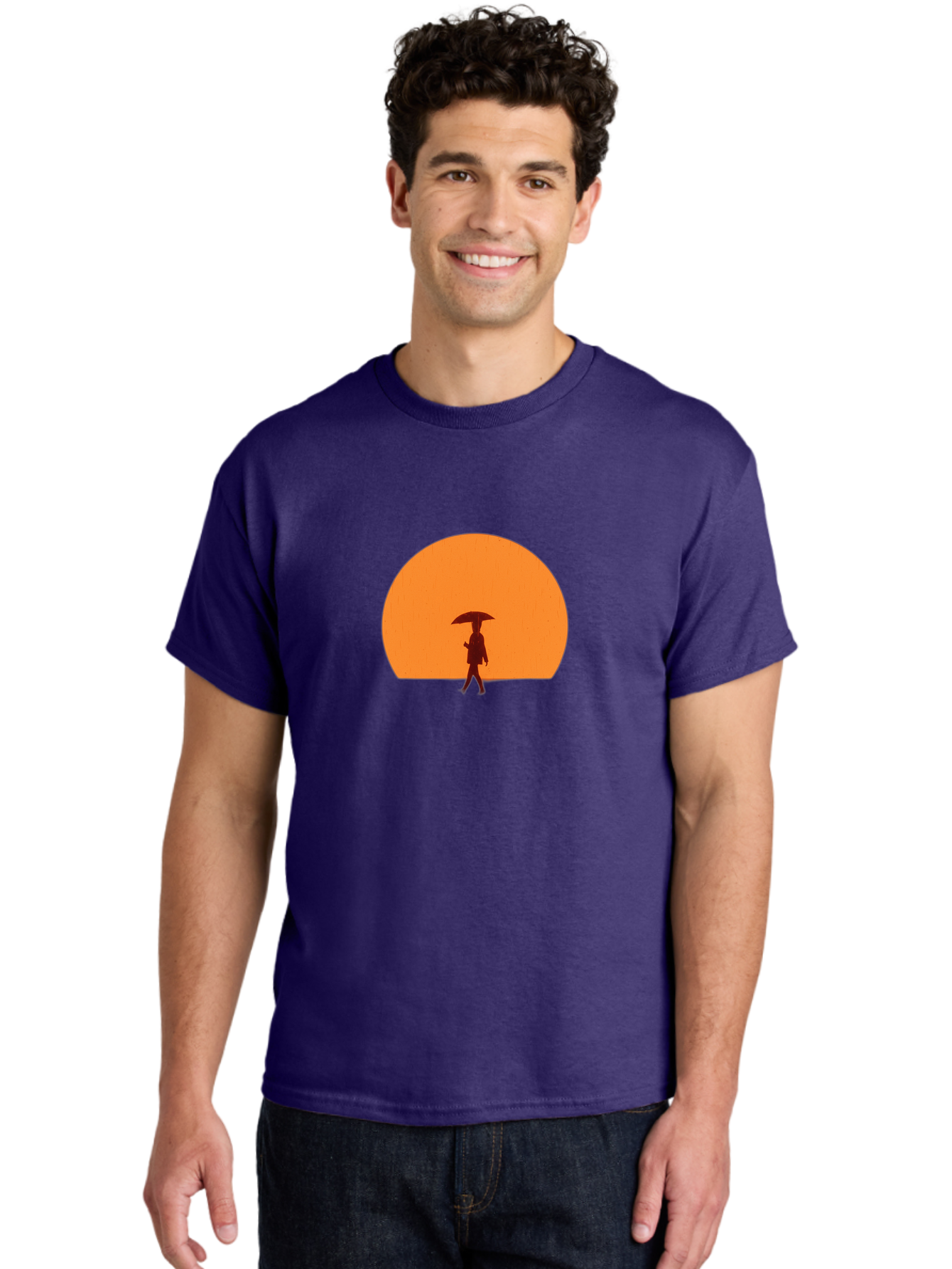 Silhouette-With-Umbrella Men'S Graphic Tee, 100% Cotton, Comfortable Casual Summer Wear, Machine Washable, Vintage Camera, Old Camera, Antique Camera, Black Camera, Classic Photography, Photography Equipment, Nostalgic Device, Film Camera, Bai359