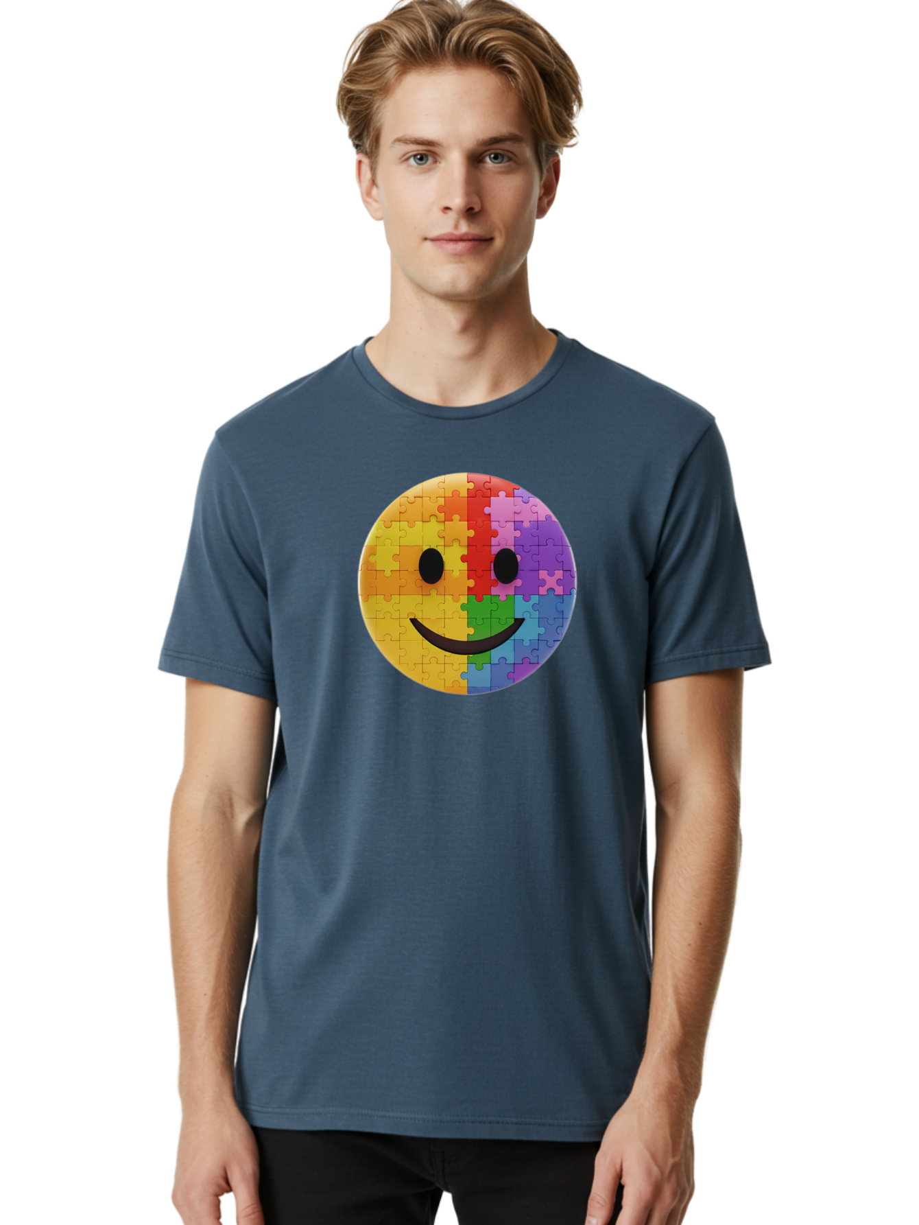 Smiley-Face-Jigsaw Men'S Graphic Tee, 100% Cotton, Comfortable Casual Summer Wear, Machine Washable, Vintage Camera, Old Camera, Antique Camera, Black Camera, Classic Photography, Photography Equipment, Nostalgic Device, Film Camera, Bai373