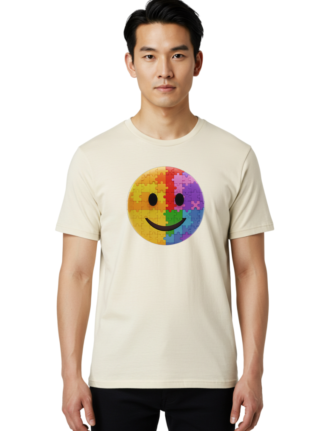 Smiley-Face-Jigsaw Men'S Graphic Tee, 100% Cotton, Comfortable Casual Summer Wear, Machine Washable, Vintage Camera, Old Camera, Antique Camera, Black Camera, Classic Photography, Photography Equipment, Nostalgic Device, Film Camera, Bai373