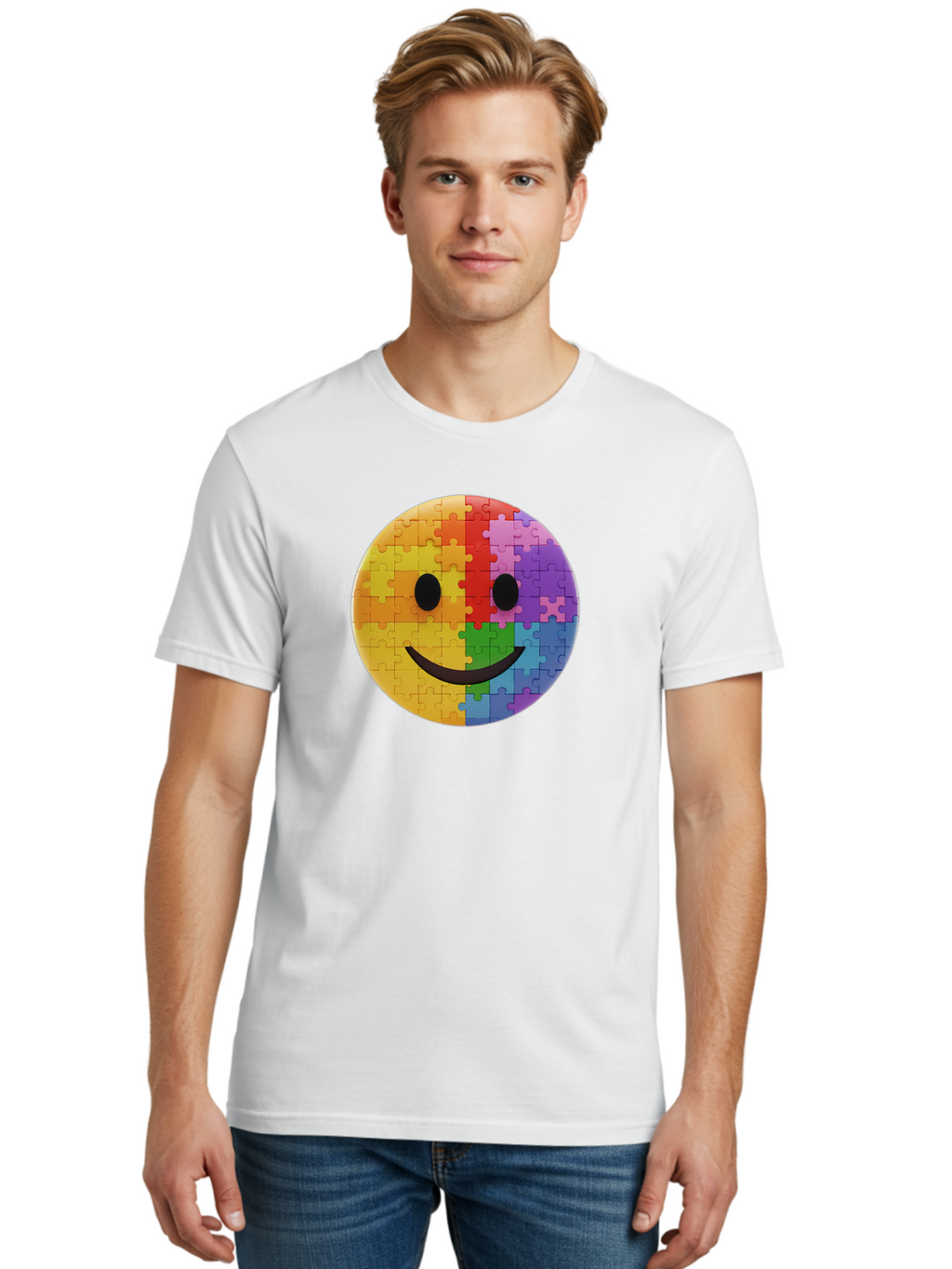 Smiley-Face-Jigsaw Men'S Graphic Tee, 100% Cotton, Comfortable Casual Summer Wear, Machine Washable, Vintage Camera, Old Camera, Antique Camera, Black Camera, Classic Photography, Photography Equipment, Nostalgic Device, Film Camera, Bai373