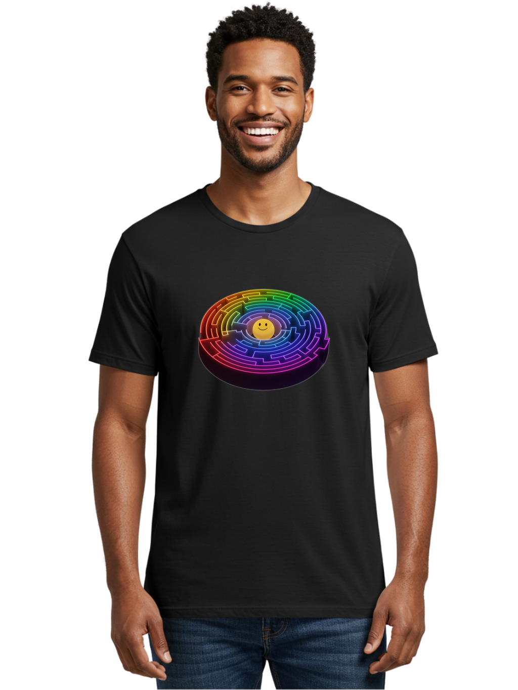 Smiley-Face-Labyrinth Men'S Graphic Tee, 100% Cotton, Comfortable Casual Summer Wear, Machine Washable, Vintage Camera, Old Camera, Antique Camera, Black Camera, Classic Photography, Photography Equipment, Nostalgic Device, Film Camera, Bai374