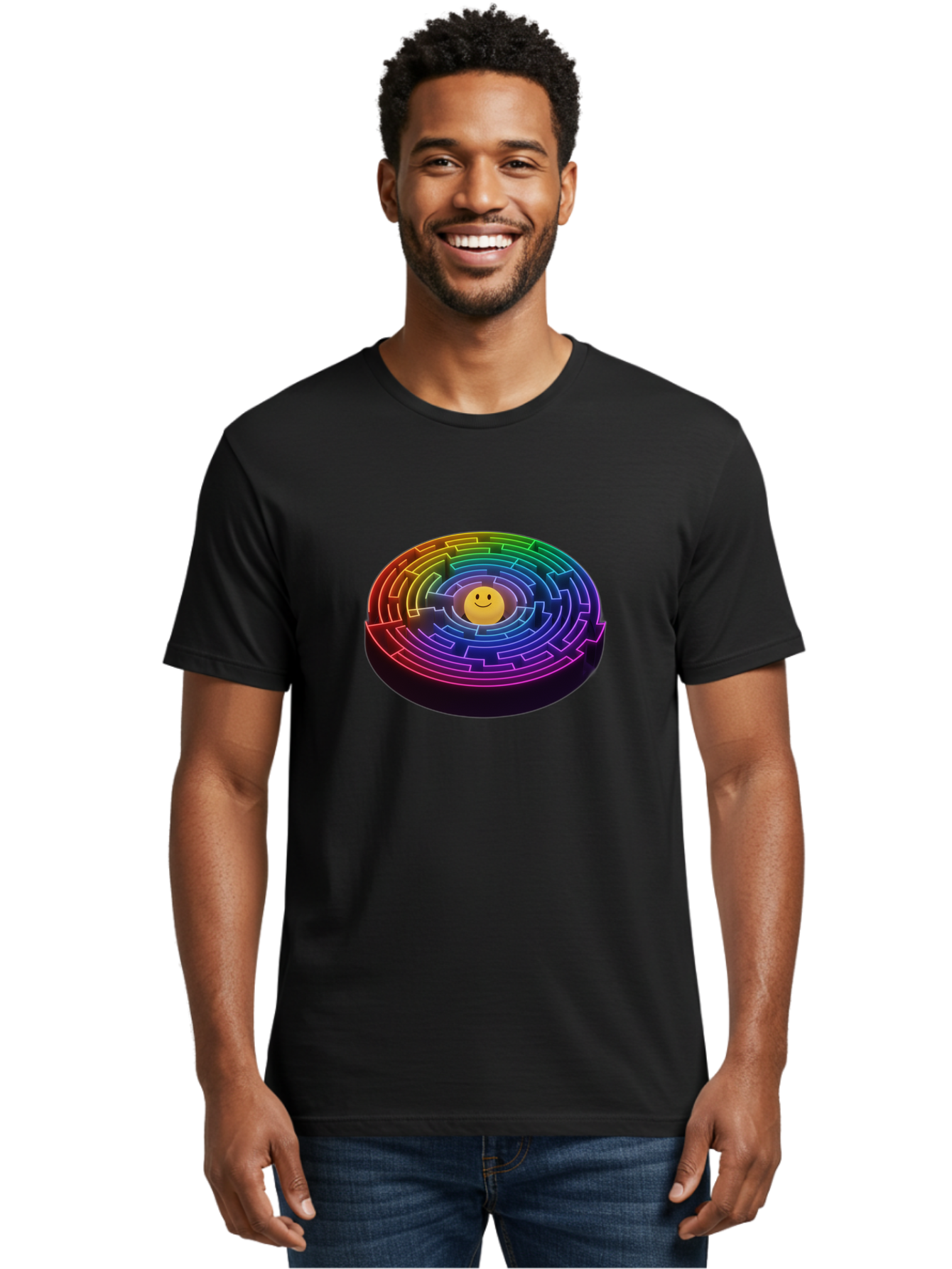 Smiley-Face-Labyrinth Men'S Graphic Tee, 100% Cotton, Comfortable Casual Summer Wear, Machine Washable, Vintage Camera, Old Camera, Antique Camera, Black Camera, Classic Photography, Photography Equipment, Nostalgic Device, Film Camera, Bai374