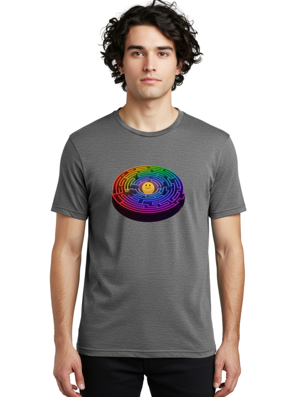 Smiley-Face-Labyrinth Men'S Graphic Tee, 100% Cotton, Comfortable Casual Summer Wear, Machine Washable, Vintage Camera, Old Camera, Antique Camera, Black Camera, Classic Photography, Photography Equipment, Nostalgic Device, Film Camera, Bai374