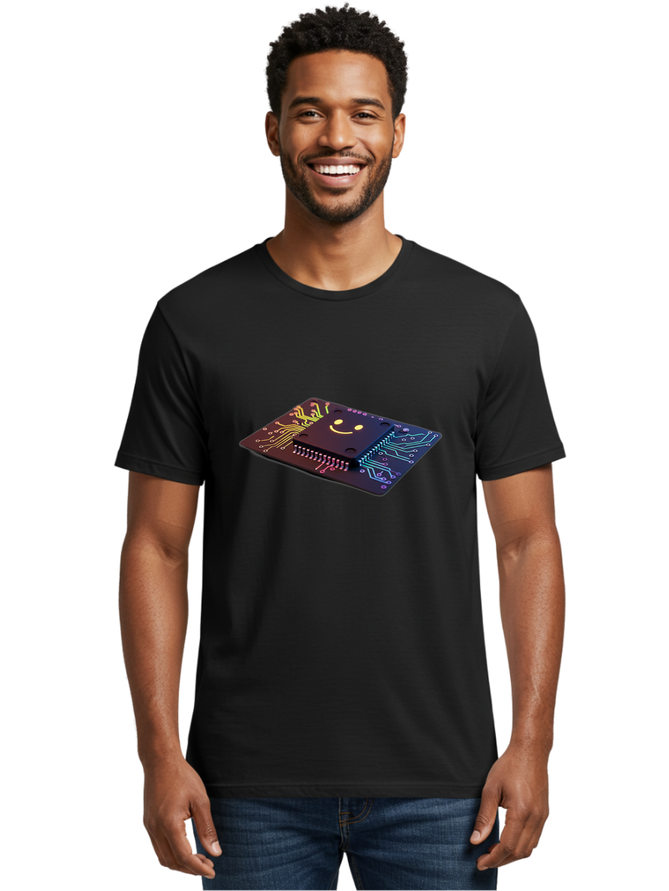 Smiley-Microchip Men'S Graphic Tee, 100% Cotton, Comfortable Casual Summer Wear, Machine Washable, Vintage Camera, Old Camera, Antique Camera, Black Camera, Classic Photography, Photography Equipment, Nostalgic Device, Film Camera, Camera Art Bai376