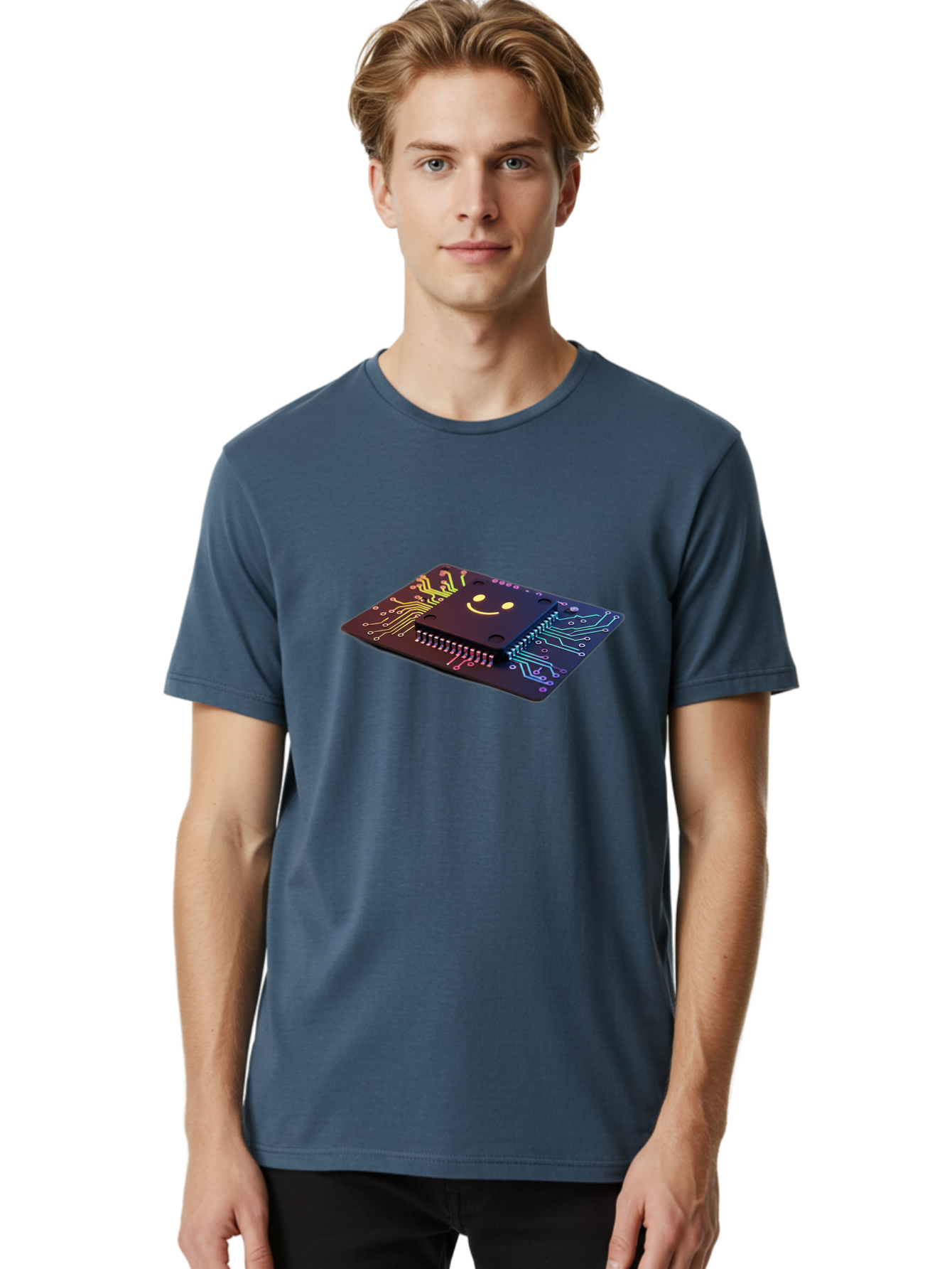Smiley-Microchip Men'S Graphic Tee, 100% Cotton, Comfortable Casual Summer Wear, Machine Washable, Vintage Camera, Old Camera, Antique Camera, Black Camera, Classic Photography, Photography Equipment, Nostalgic Device, Film Camera, Camera Art Bai376