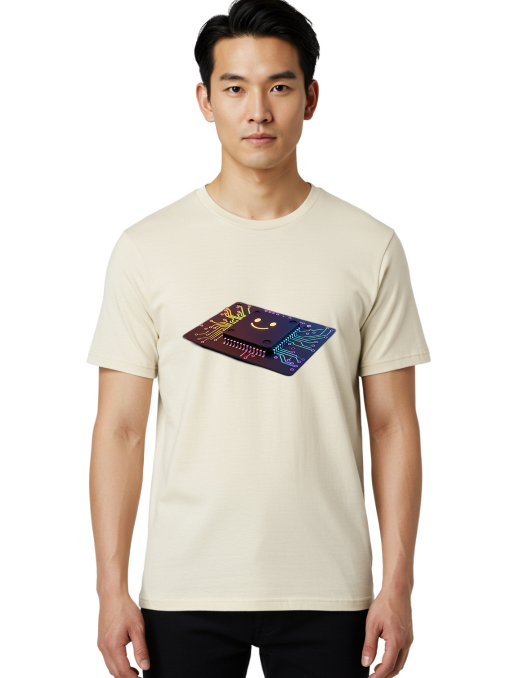 Smiley-Microchip Men'S Graphic Tee, 100% Cotton, Comfortable Casual Summer Wear, Machine Washable, Vintage Camera, Old Camera, Antique Camera, Black Camera, Classic Photography, Photography Equipment, Nostalgic Device, Film Camera, Camera Art Bai376