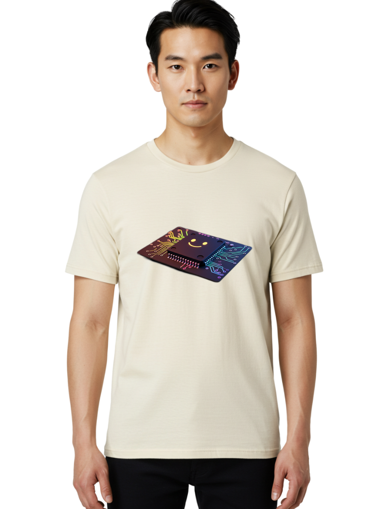 Smiley-Microchip Men'S Graphic Tee, 100% Cotton, Comfortable Casual Summer Wear, Machine Washable, Vintage Camera, Old Camera, Antique Camera, Black Camera, Classic Photography, Photography Equipment, Nostalgic Device, Film Camera, Camera Art Bai376