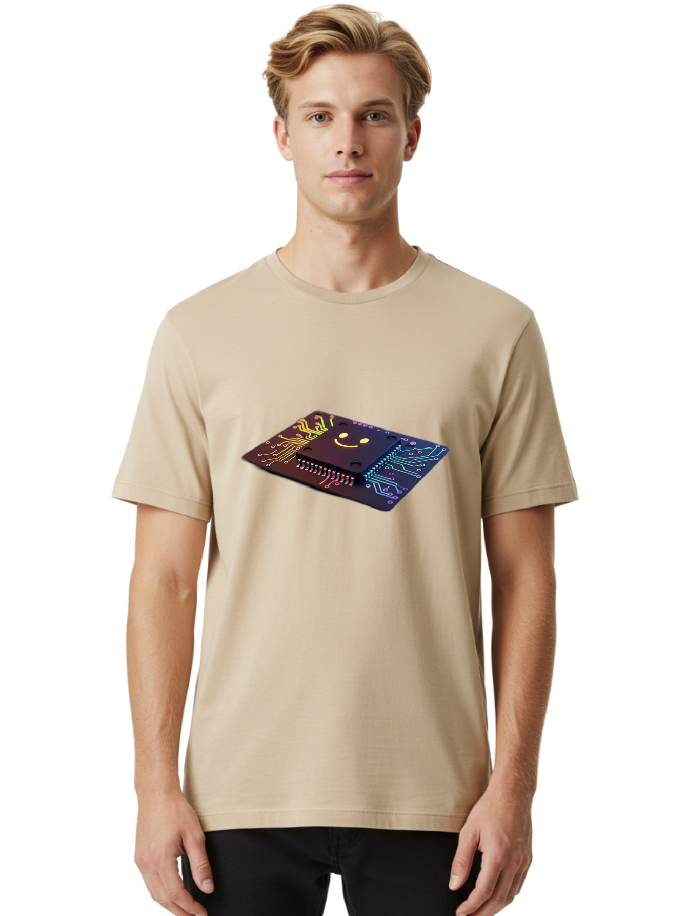 Smiley-Microchip Men'S Graphic Tee, 100% Cotton, Comfortable Casual Summer Wear, Machine Washable, Vintage Camera, Old Camera, Antique Camera, Black Camera, Classic Photography, Photography Equipment, Nostalgic Device, Film Camera, Camera Art Bai376
