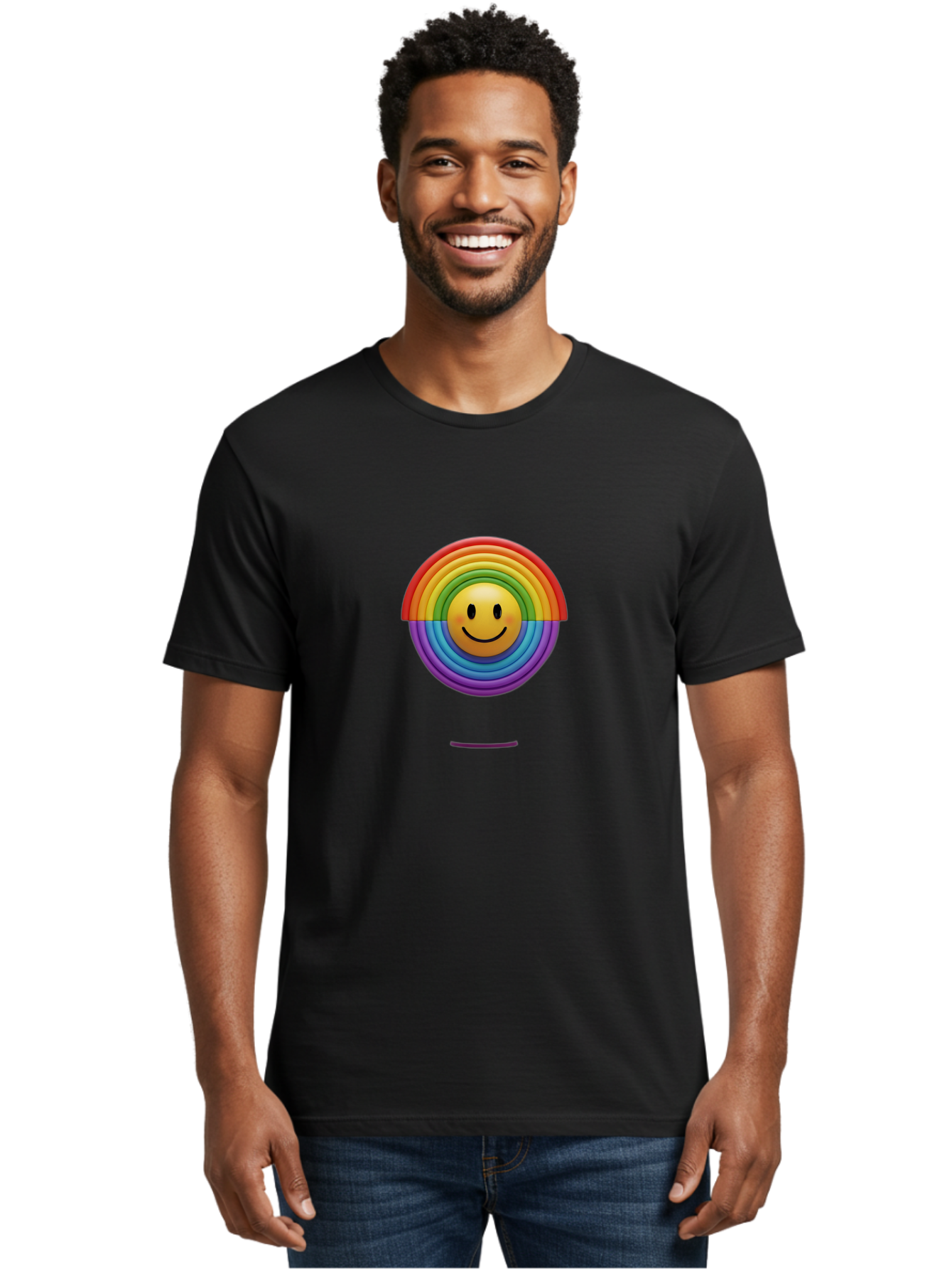 Smiley-Rainbow-1 Men'S Graphic Tee, 100% Cotton, Comfortable Casual Summer Wear, Machine Washable, Vintage Camera, Old Camera, Antique Camera, Black Camera, Classic Photography, Photography Equipment, Nostalgic Device, Film Camera, Camera Art Bai378