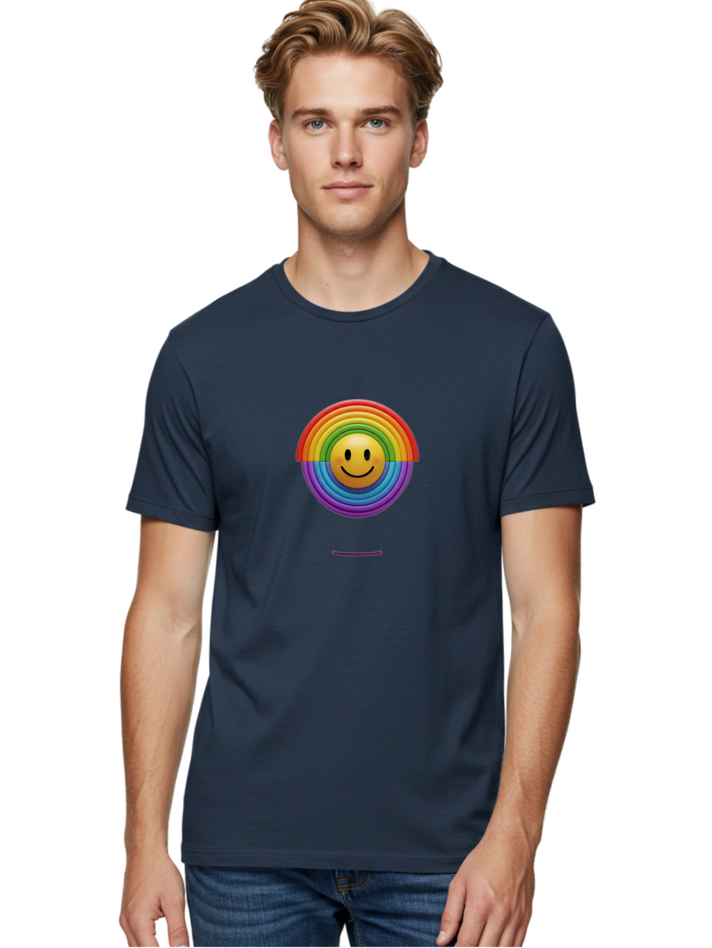Smiley-Rainbow-1 Men'S Graphic Tee, 100% Cotton, Comfortable Casual Summer Wear, Machine Washable, Vintage Camera, Old Camera, Antique Camera, Black Camera, Classic Photography, Photography Equipment, Nostalgic Device, Film Camera, Camera Art Bai378