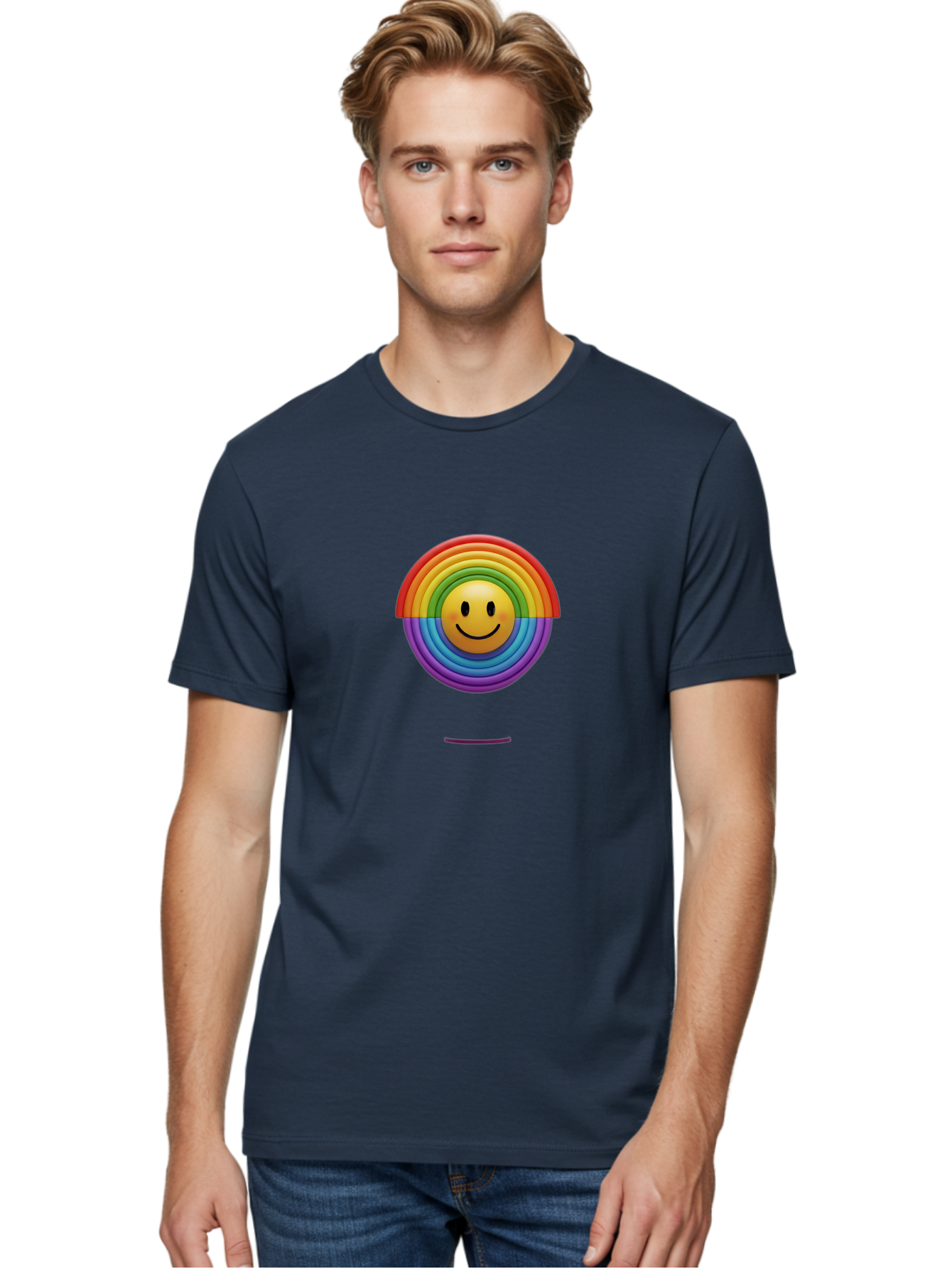 Smiley-Rainbow-1 Men'S Graphic Tee, 100% Cotton, Comfortable Casual Summer Wear, Machine Washable, Vintage Camera, Old Camera, Antique Camera, Black Camera, Classic Photography, Photography Equipment, Nostalgic Device, Film Camera, Camera Art Bai378