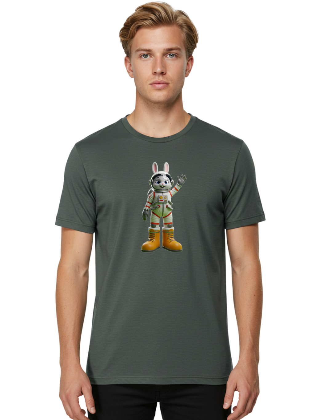 Space-Bunny-2 Men'S Graphic Tee, 100% Cotton, Comfortable Casual Summer Wear, Machine Washable, Vintage Camera, Old Camera, Antique Camera, Black Camera, Classic Photography, Photography Equipment, Nostalgic Device, Film Camera, Camera Art Bai399