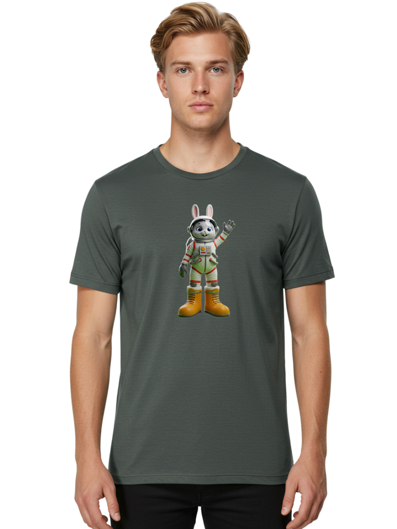 Space-Bunny-2 Men'S Graphic Tee, 100% Cotton, Comfortable Casual Summer Wear, Machine Washable, Vintage Camera, Old Camera, Antique Camera, Black Camera, Classic Photography, Photography Equipment, Nostalgic Device, Film Camera, Camera Art Bai399