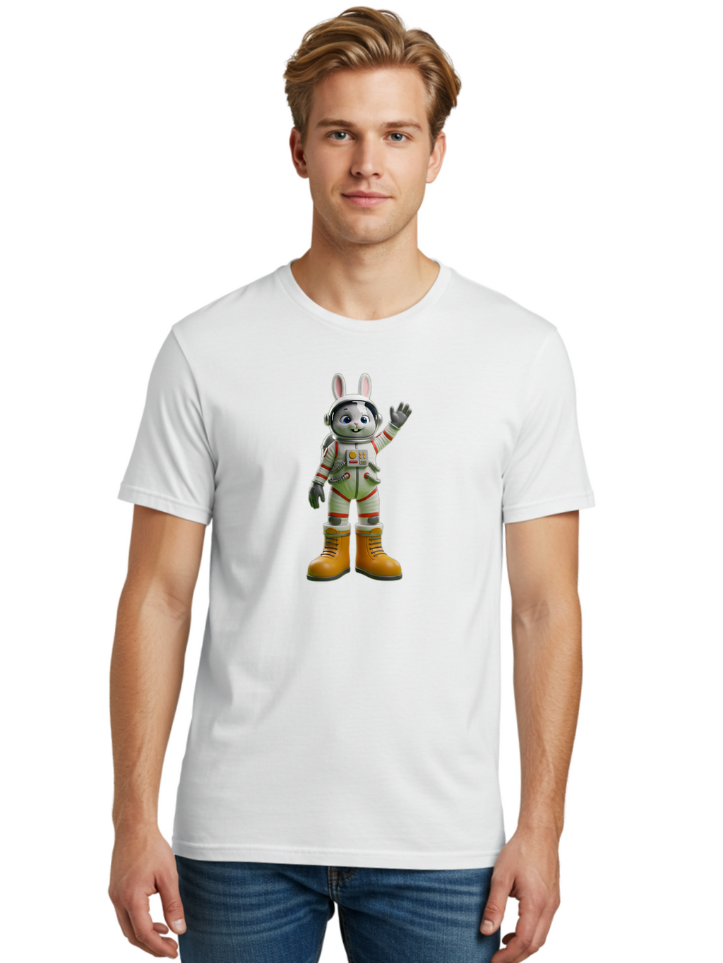 Space-Bunny-2 Men'S Graphic Tee, 100% Cotton, Comfortable Casual Summer Wear, Machine Washable, Vintage Camera, Old Camera, Antique Camera, Black Camera, Classic Photography, Photography Equipment, Nostalgic Device, Film Camera, Camera Art Bai399