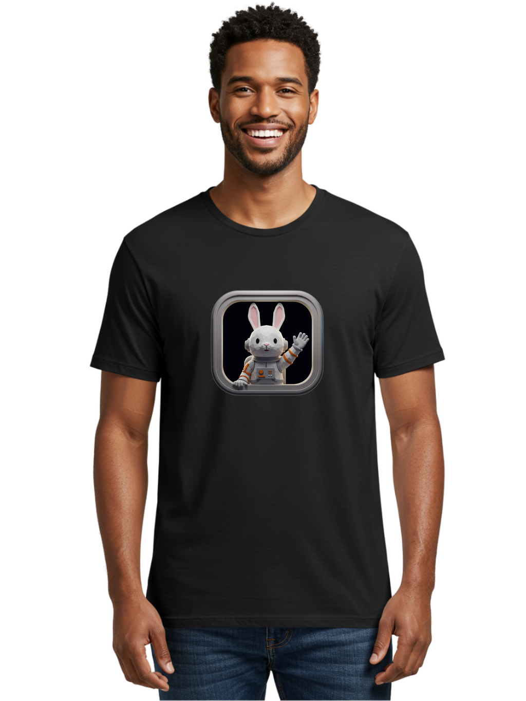 Space-Bunny-4 Men'S Graphic Tee, 100% Cotton, Comfortable Casual Summer Wear, Machine Washable, Vintage Camera, Old Camera, Antique Camera, Black Camera, Classic Photography, Photography Equipment, Nostalgic Device, Film Camera, Camera Art Bai401