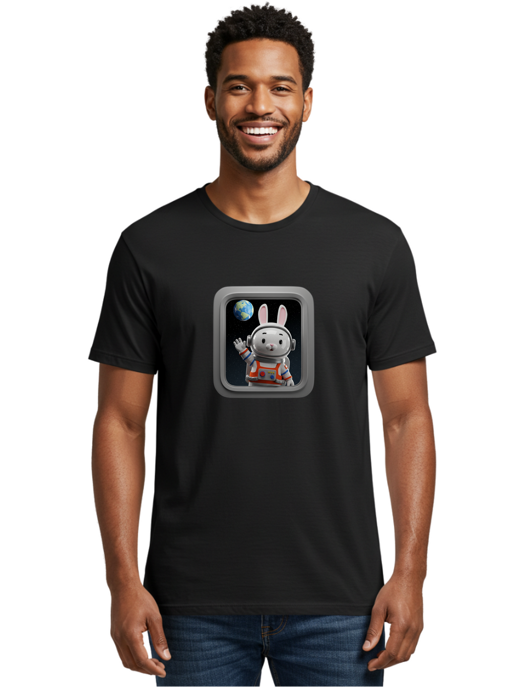 Space-Bunny-5 Men'S Graphic Tee, 100% Cotton, Comfortable Casual Summer Wear, Machine Washable, Vintage Camera, Old Camera, Antique Camera, Black Camera, Classic Photography, Photography Equipment, Nostalgic Device, Film Camera, Camera Art Bai402