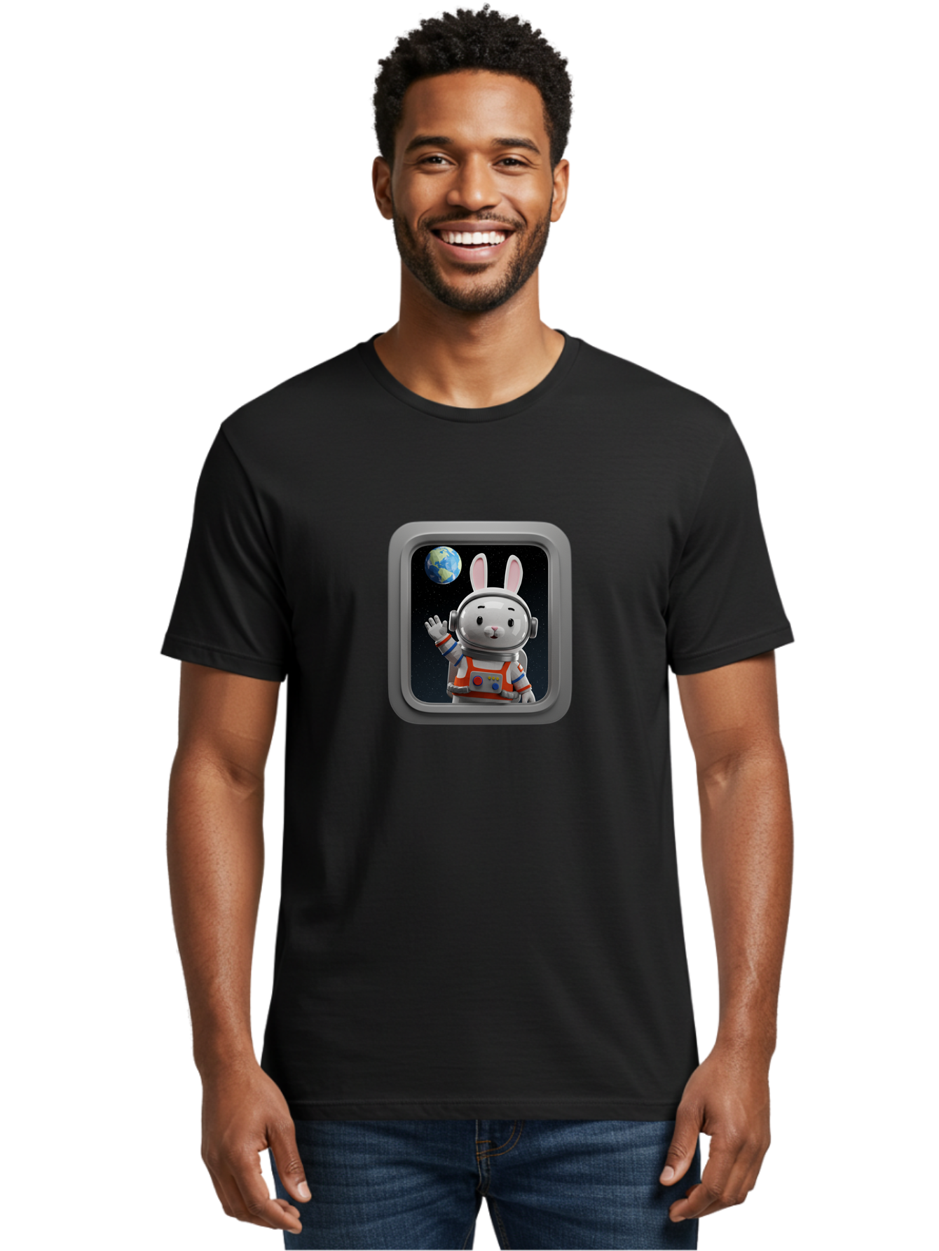 Space-Bunny-5 Men'S Graphic Tee, 100% Cotton, Comfortable Casual Summer Wear, Machine Washable, Vintage Camera, Old Camera, Antique Camera, Black Camera, Classic Photography, Photography Equipment, Nostalgic Device, Film Camera, Camera Art Bai402