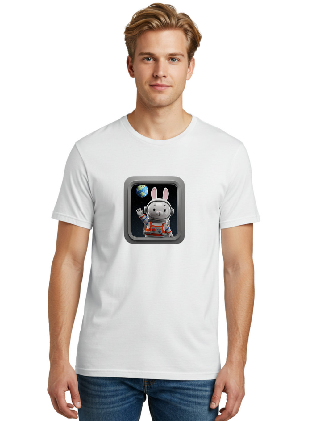 Space-Bunny-5 Men'S Graphic Tee, 100% Cotton, Comfortable Casual Summer Wear, Machine Washable, Vintage Camera, Old Camera, Antique Camera, Black Camera, Classic Photography, Photography Equipment, Nostalgic Device, Film Camera, Camera Art Bai402