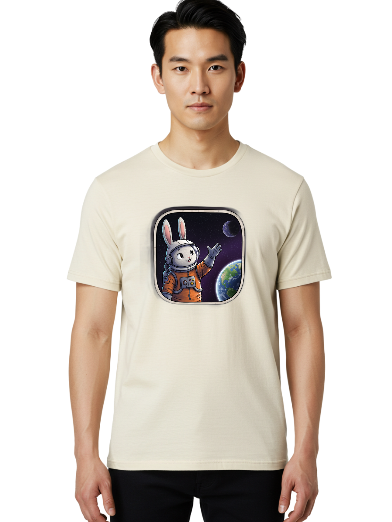 Space-Bunny-8 Men'S Graphic Tee, 100% Cotton, Comfortable Casual Summer Wear, Machine Washable, Vintage Camera, Old Camera, Antique Camera, Black Camera, Classic Photography, Photography Equipment, Nostalgic Device, Film Camera, Camera Art Bai405