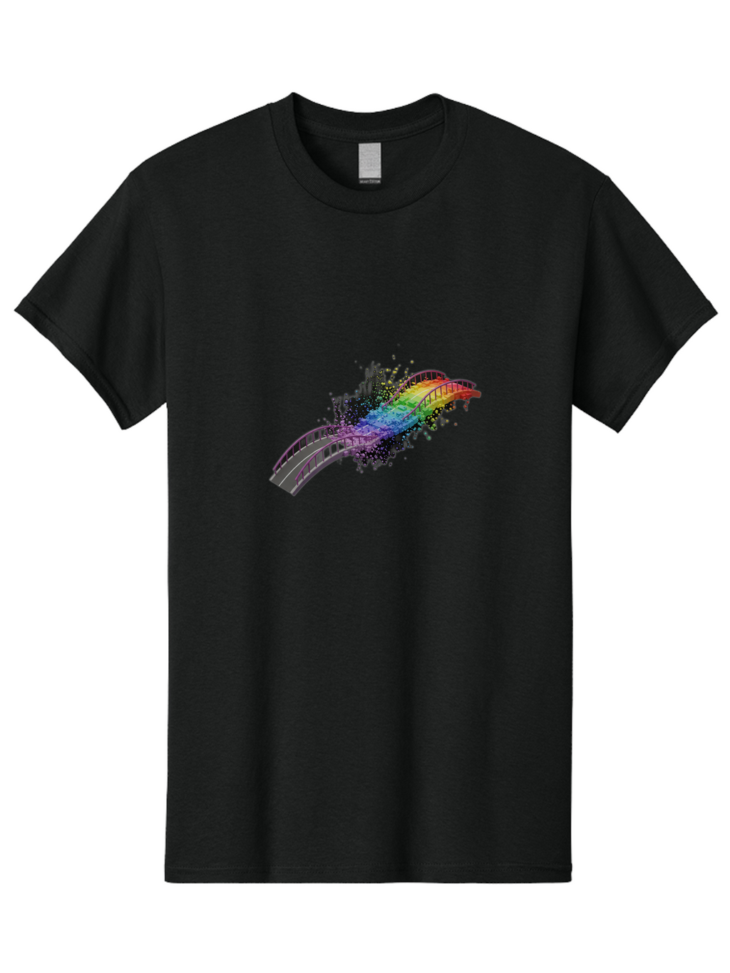 Splatter-Train-Tracks Men'S Graphic Tee, 100% Cotton, Comfortable Casual Summer Wear, Machine Washable, Vintage Camera, Old Camera, Antique Camera, Black Camera, Classic Photography, Photography Equipment, Nostalgic Device, Film Camera, Bai414