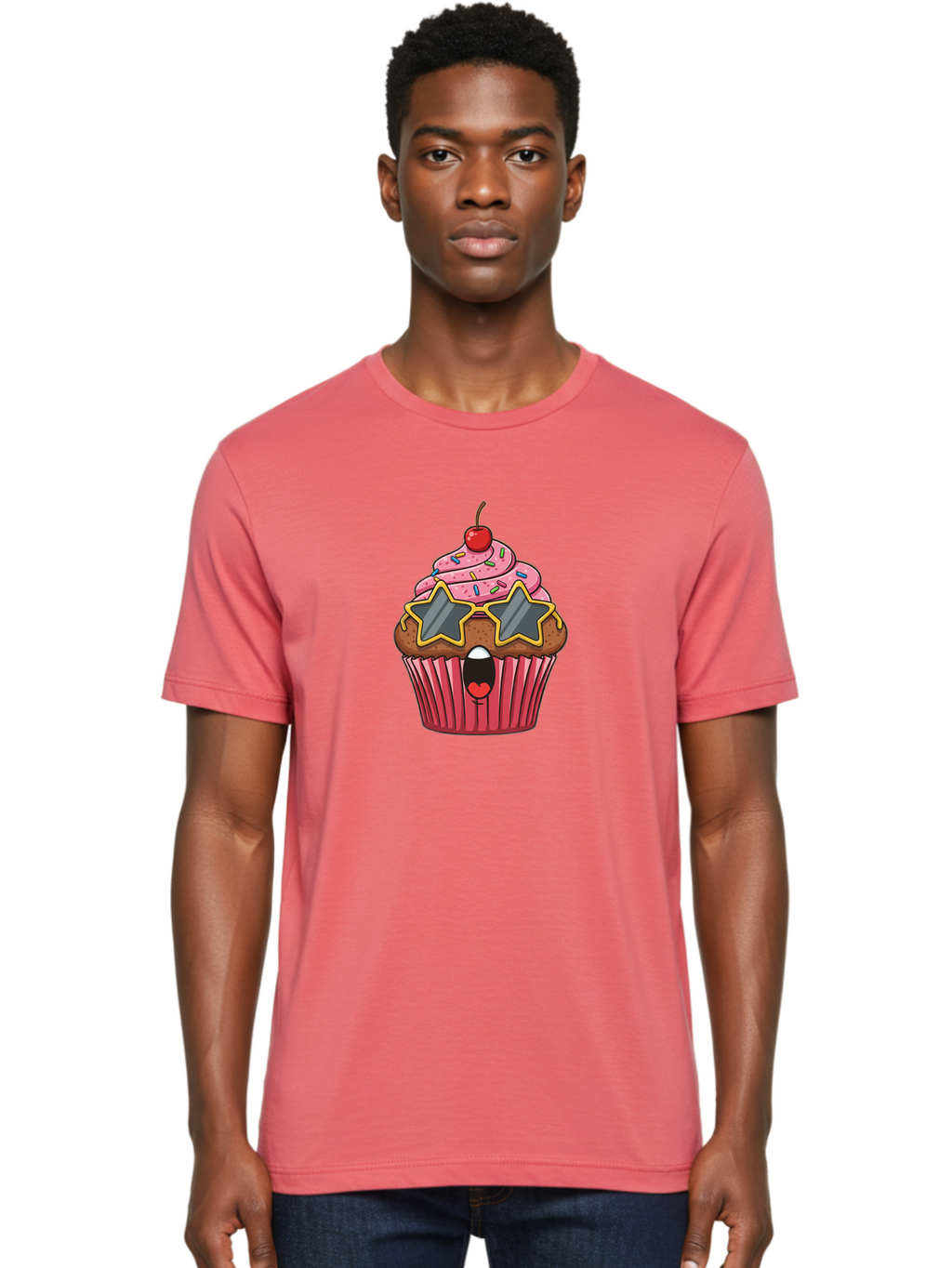Star-Sunglasses-Cupcake Men'S Graphic Tee, 100% Cotton, Comfortable Casual Summer Wear, Machine Washable, Vintage Camera, Old Camera, Antique Camera, Black Camera, Classic Photography, Photography Equipment, Nostalgic Device, Film Camera, Bai417