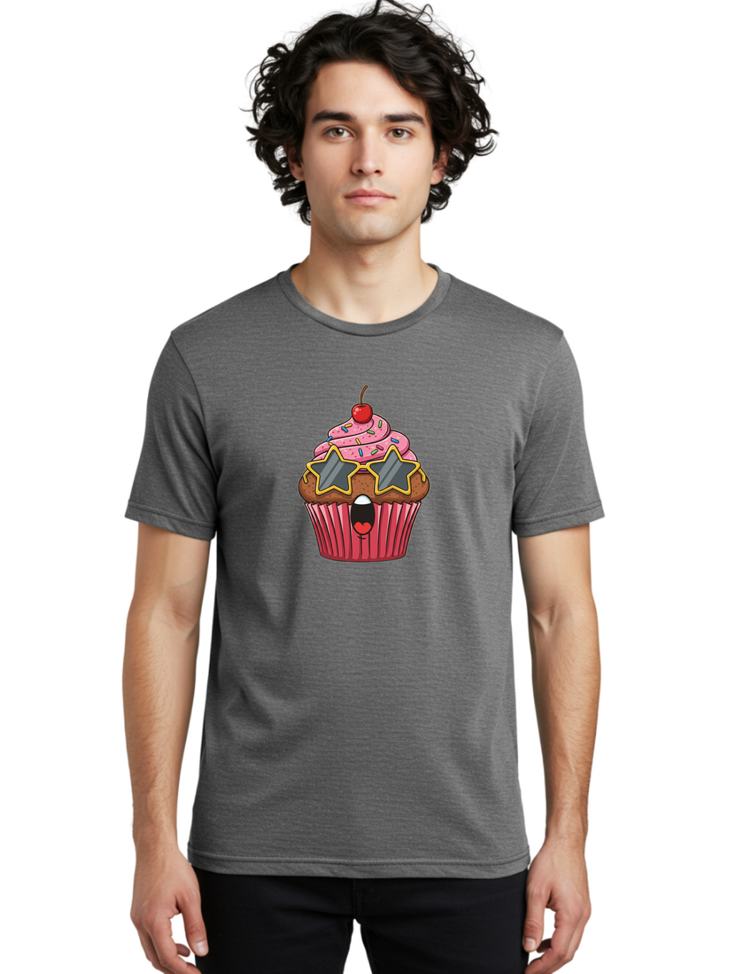 Star-Sunglasses-Cupcake Men'S Graphic Tee, 100% Cotton, Comfortable Casual Summer Wear, Machine Washable, Vintage Camera, Old Camera, Antique Camera, Black Camera, Classic Photography, Photography Equipment, Nostalgic Device, Film Camera, Bai417