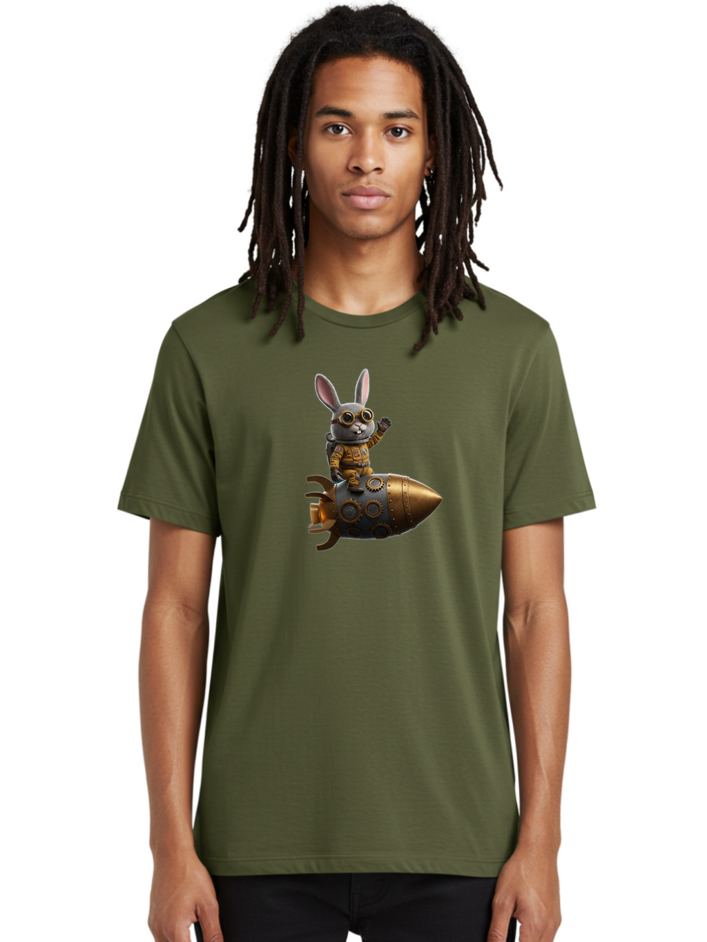 Steampunk-Bunny-Rocket Men'S Graphic Tee, 100% Cotton, Comfortable Casual Summer Wear, Machine Washable, Vintage Camera, Old Camera, Antique Camera, Black Camera, Classic Photography, Photography Equipment, Nostalgic Device, Film Camera, Bai419