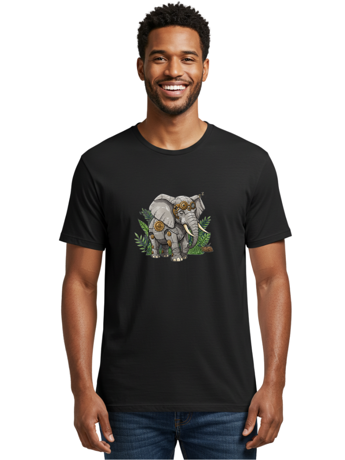 Steampunk-Elephant Men'S Graphic Tee, 100% Cotton, Comfortable Casual Summer Wear, Machine Washable, Vintage Camera, Old Camera, Antique Camera, Black Camera, Classic Photography, Photography Equipment, Nostalgic Device, Film Camera, Bai422