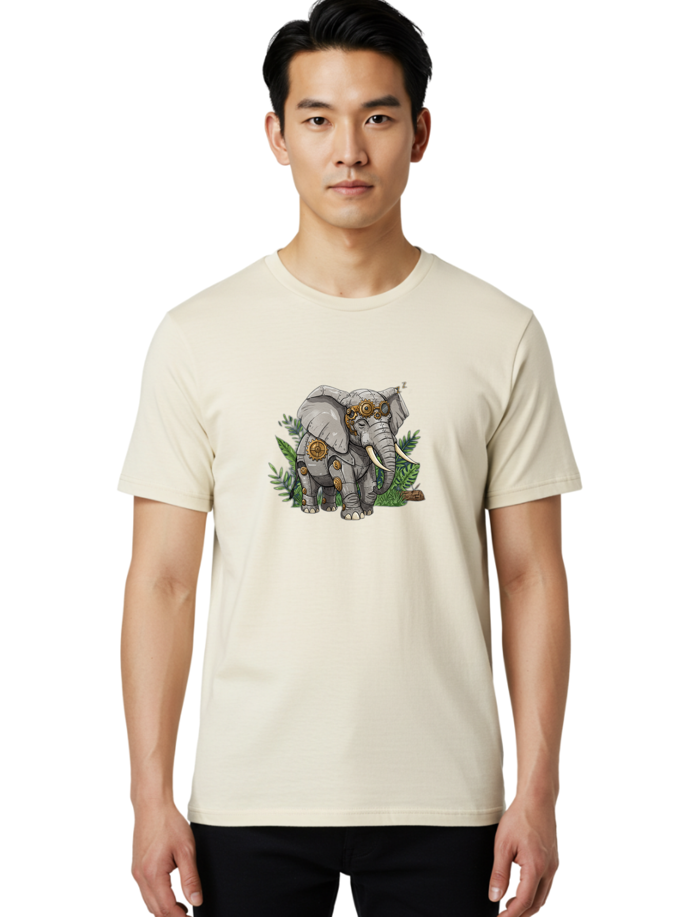 Steampunk-Elephant Men'S Graphic Tee, 100% Cotton, Comfortable Casual Summer Wear, Machine Washable, Vintage Camera, Old Camera, Antique Camera, Black Camera, Classic Photography, Photography Equipment, Nostalgic Device, Film Camera, Bai422