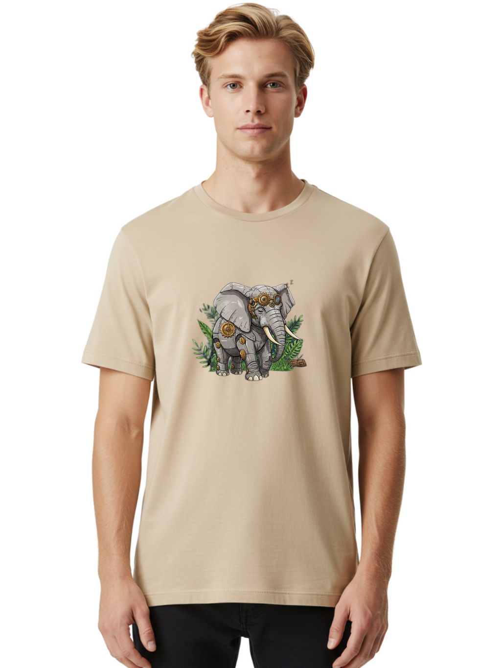 Steampunk-Elephant Men'S Graphic Tee, 100% Cotton, Comfortable Casual Summer Wear, Machine Washable, Vintage Camera, Old Camera, Antique Camera, Black Camera, Classic Photography, Photography Equipment, Nostalgic Device, Film Camera, Bai422