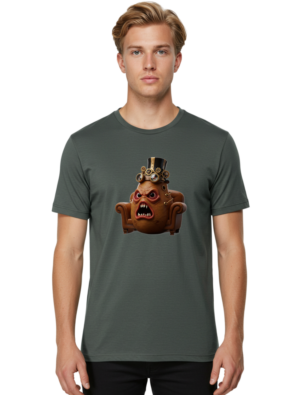 Steampunk-Potato Men'S Graphic Tee, 100% Cotton, Comfortable Casual Summer Wear, Machine Washable, Vintage Camera, Old Camera, Antique Camera, Black Camera, Classic Photography, Photography Equipment, Nostalgic Device, Film Camera, Camera Art Bai424