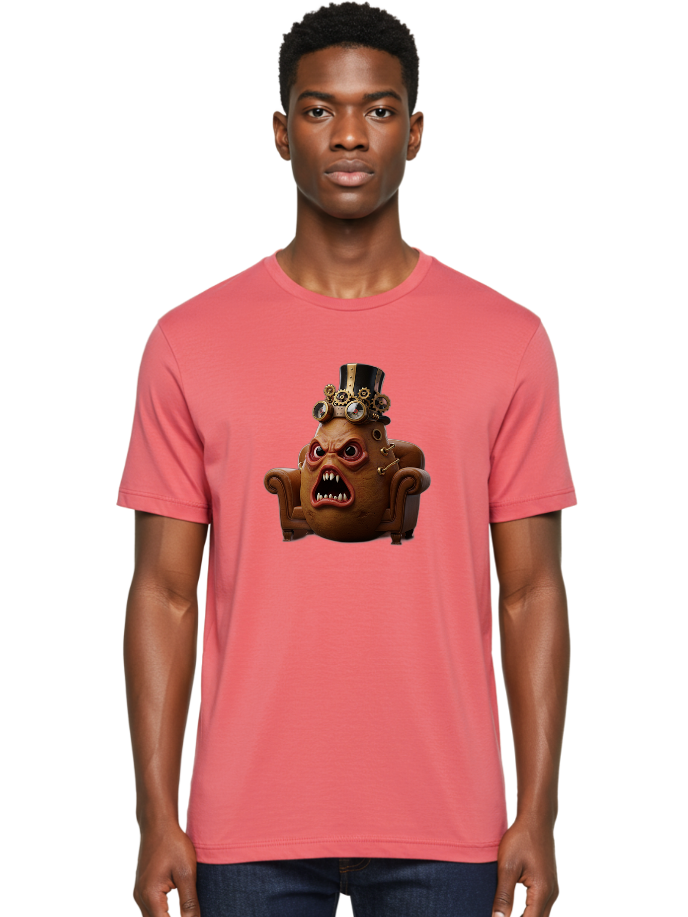 Steampunk-Potato Men'S Graphic Tee, 100% Cotton, Comfortable Casual Summer Wear, Machine Washable, Vintage Camera, Old Camera, Antique Camera, Black Camera, Classic Photography, Photography Equipment, Nostalgic Device, Film Camera, Camera Art Bai424