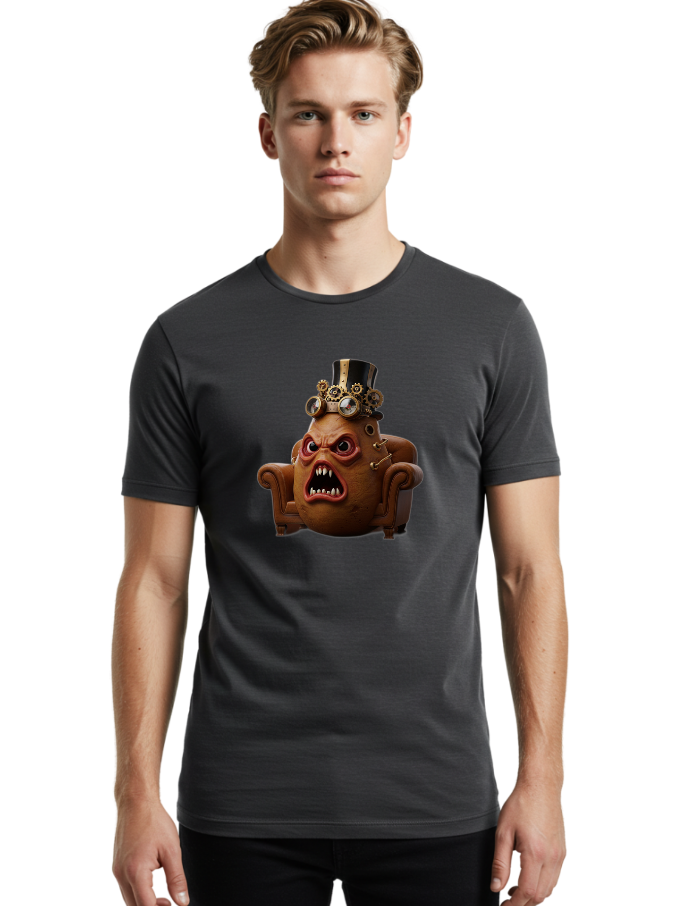 Steampunk-Potato Men'S Graphic Tee, 100% Cotton, Comfortable Casual Summer Wear, Machine Washable, Vintage Camera, Old Camera, Antique Camera, Black Camera, Classic Photography, Photography Equipment, Nostalgic Device, Film Camera, Camera Art Bai424
